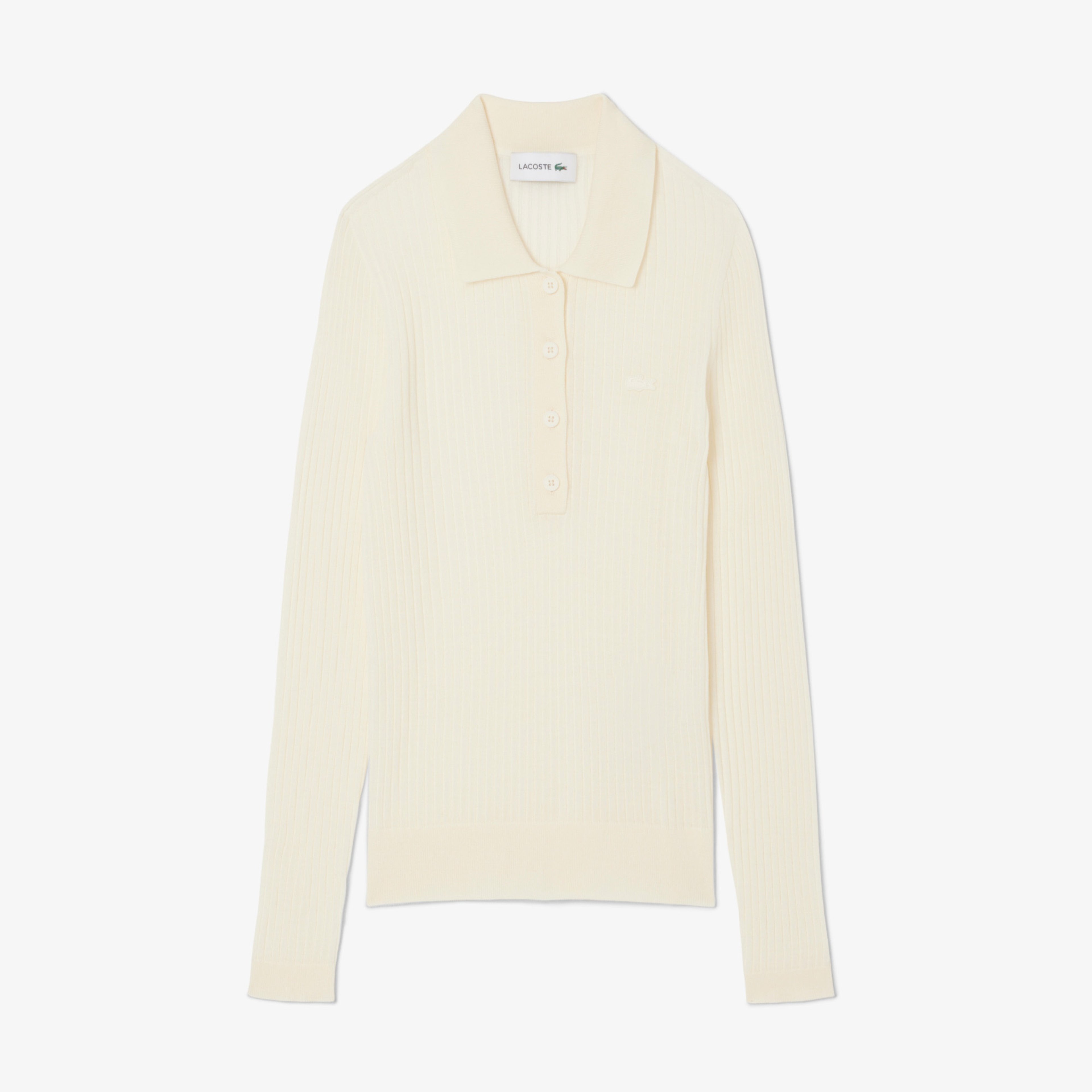 Kadın Regular Fit Polo Yaka Krem Kazak