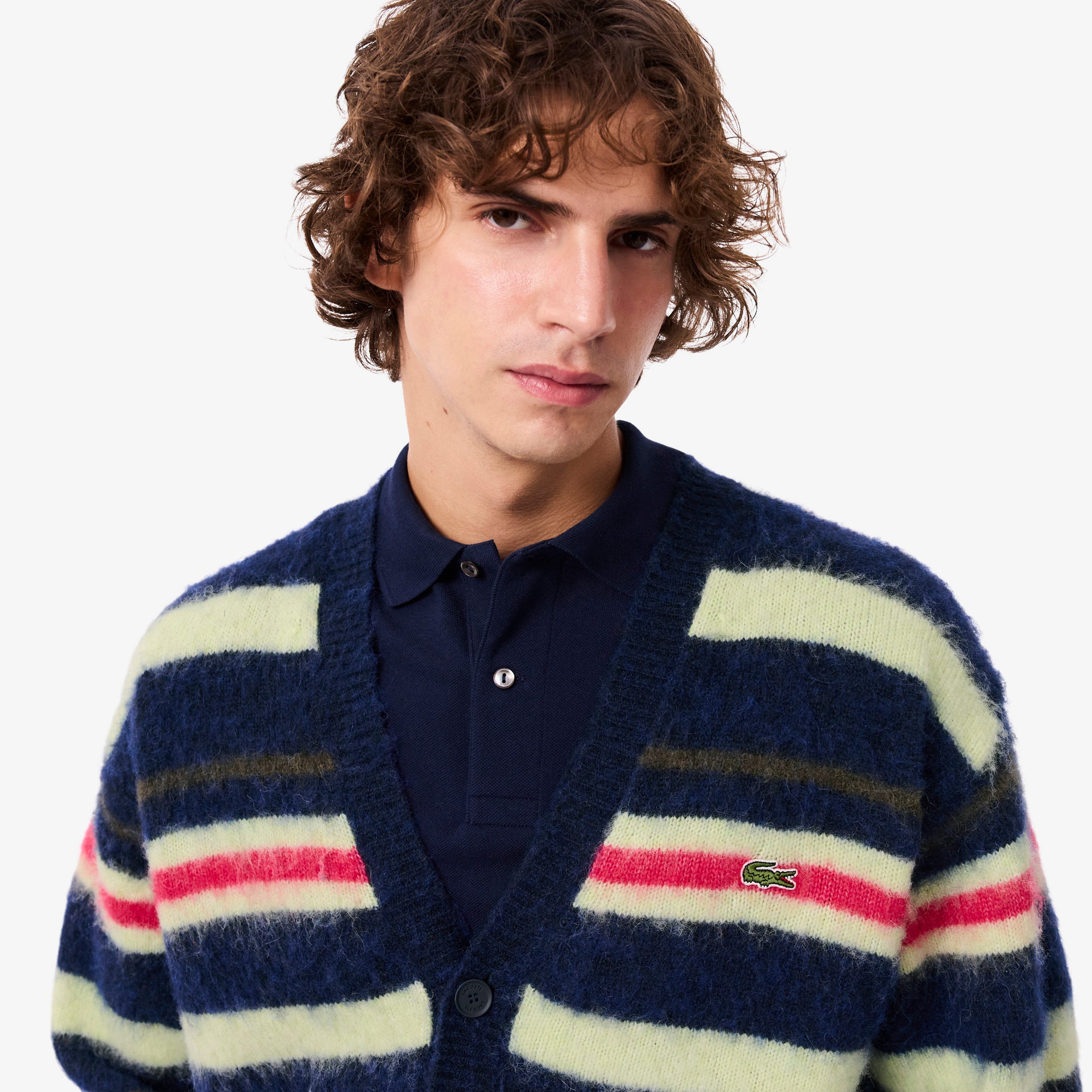 Erkek Relaxed Fit V Yaka Desenli Renkli Hırka