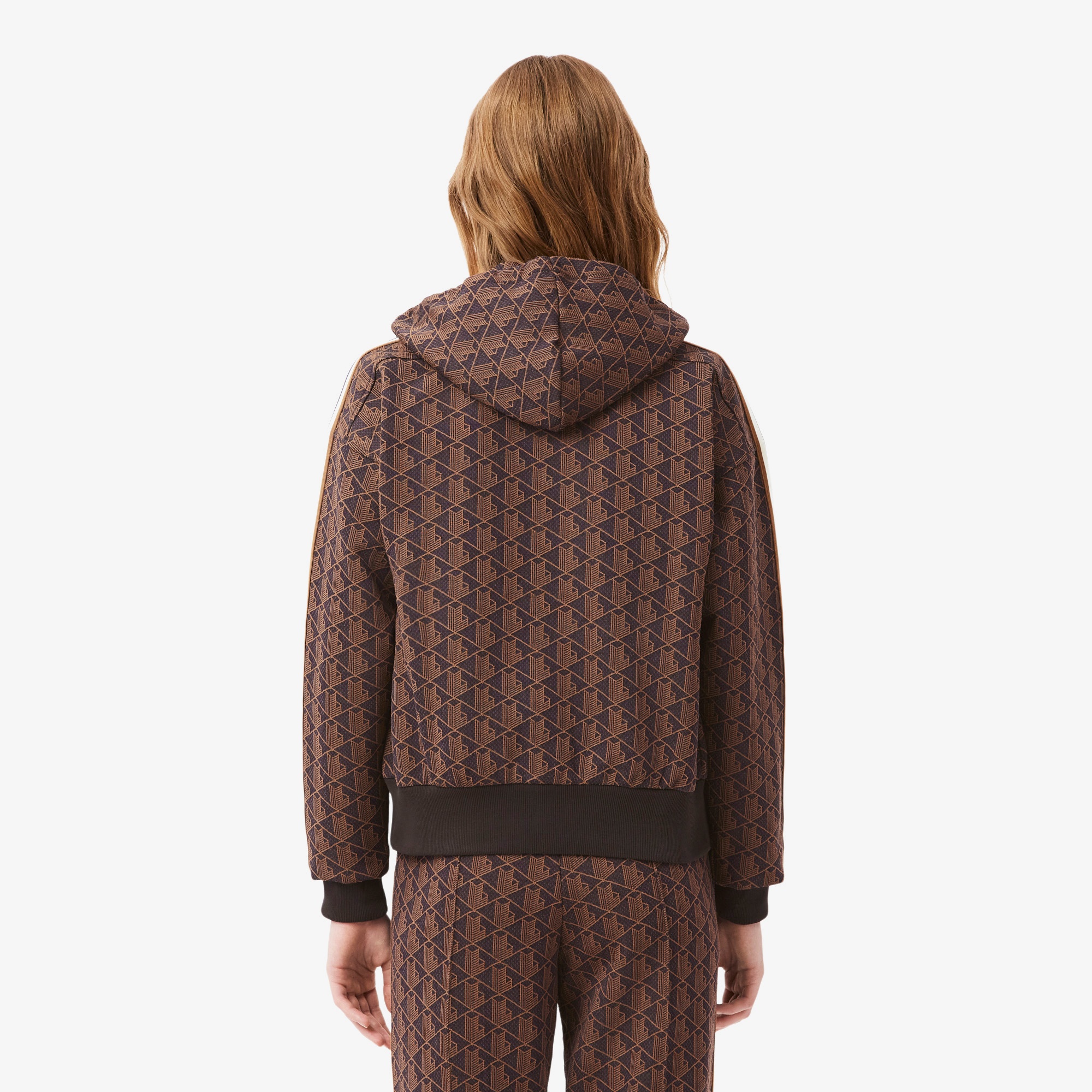 Kadın Regular Fit Kapüşonlu Monogram Kahverengi Sweatshirt