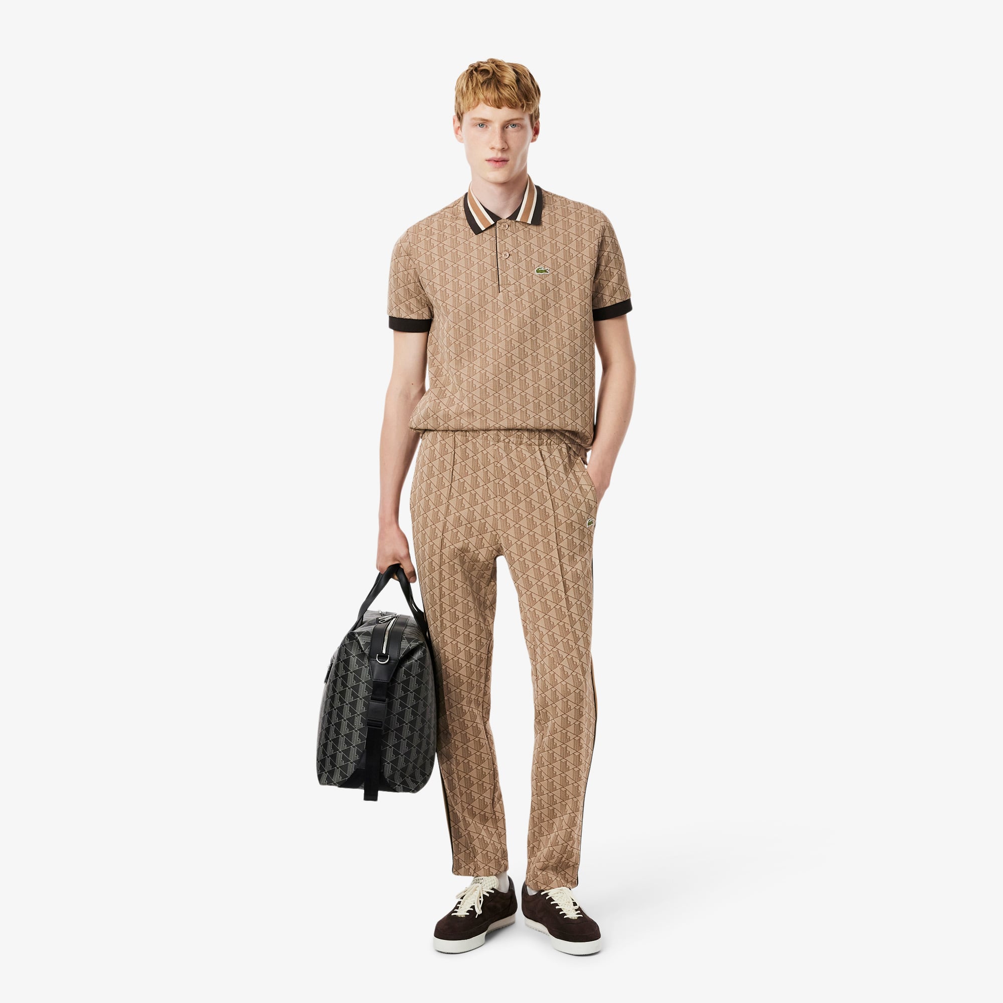 Lacoste Paris Erkek Regular Fit Monogram Açık Kahverengi Eşofman Altı