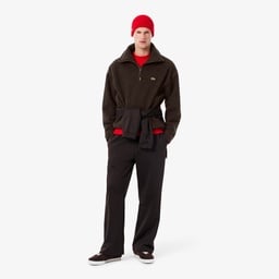 Erkek Loose Fit Yarım Fermuarlı Kahverengi Sweatshirt Kahverengi