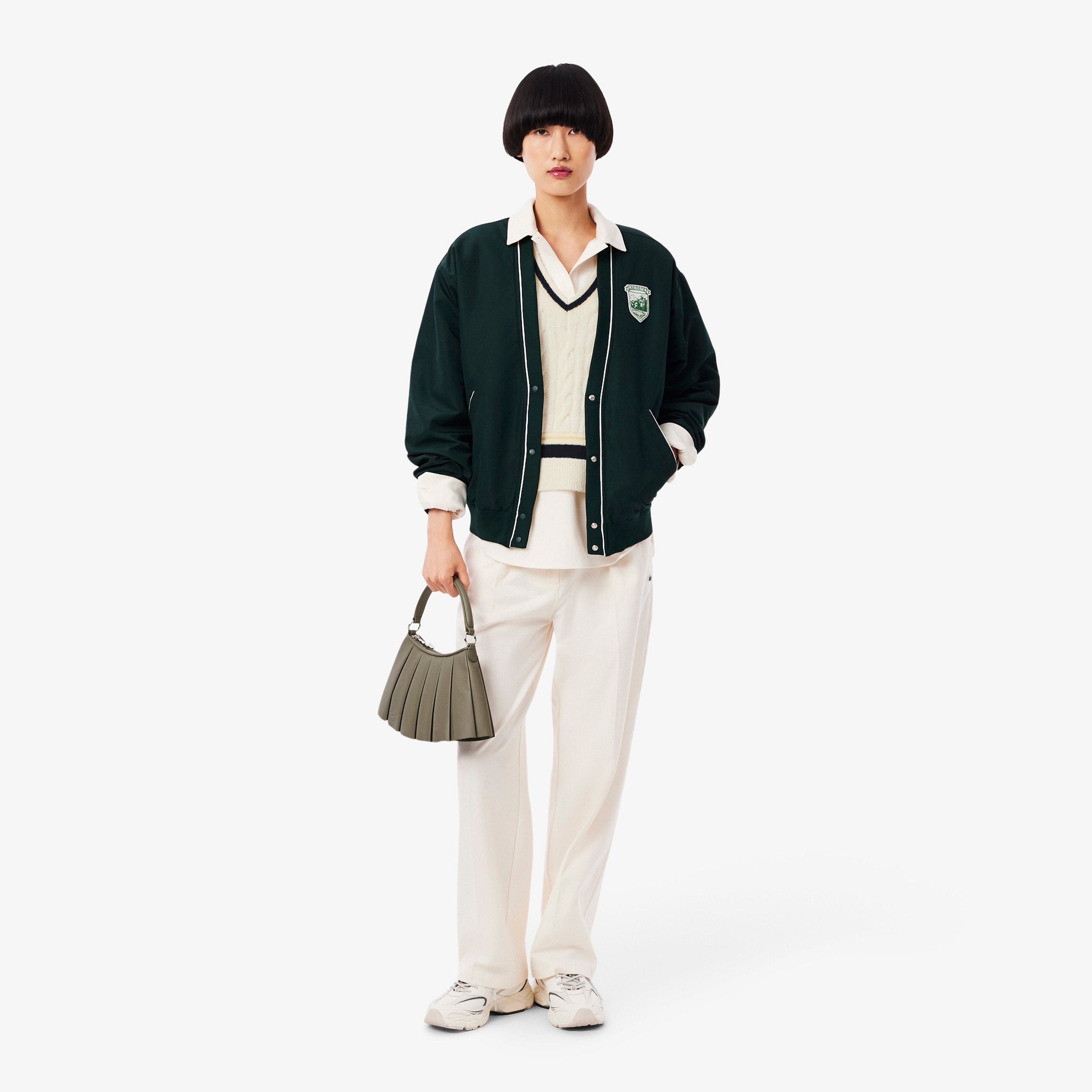 Kadın Classic Fit V Yaka Krem Süveter