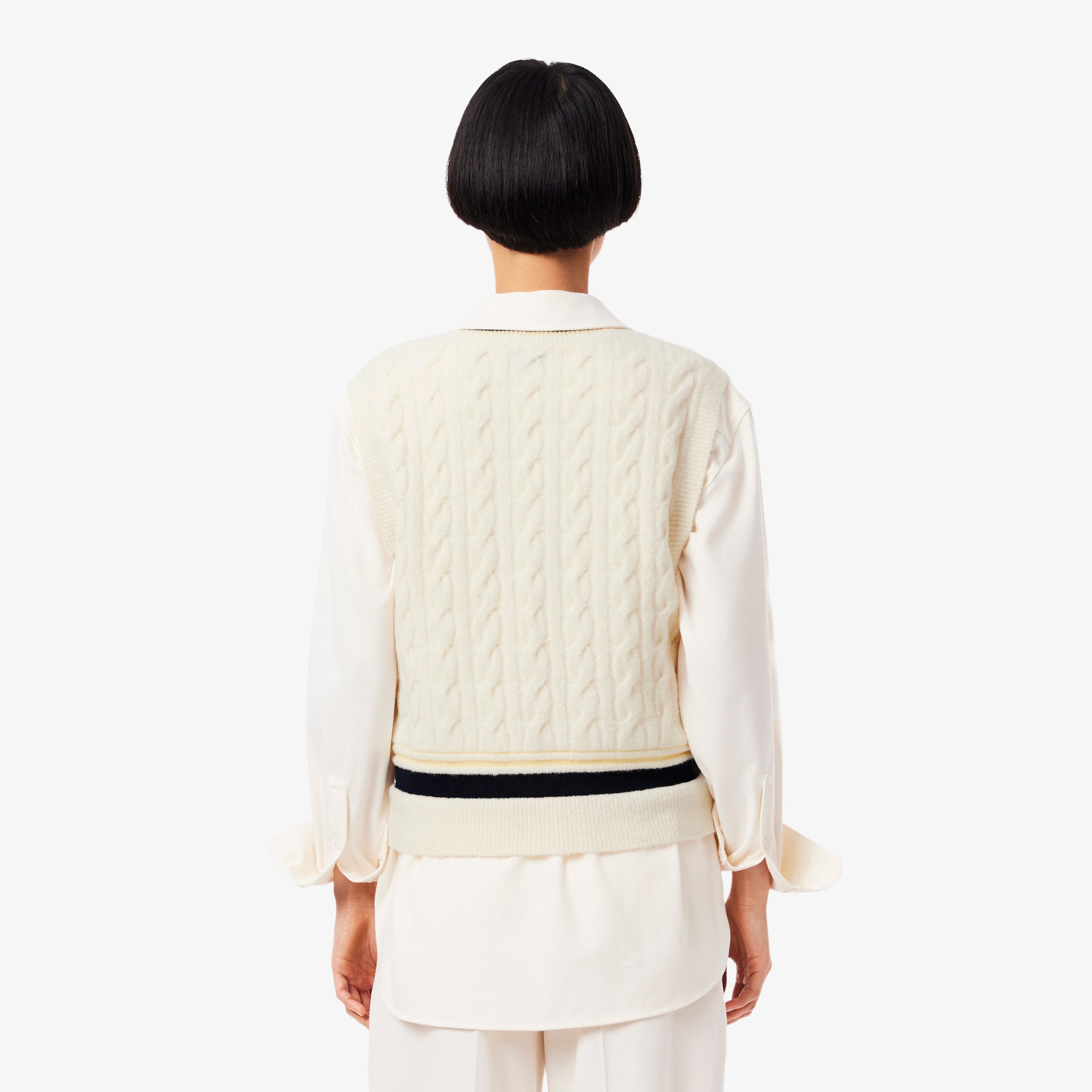 Kadın Classic Fit V Yaka Krem Süveter