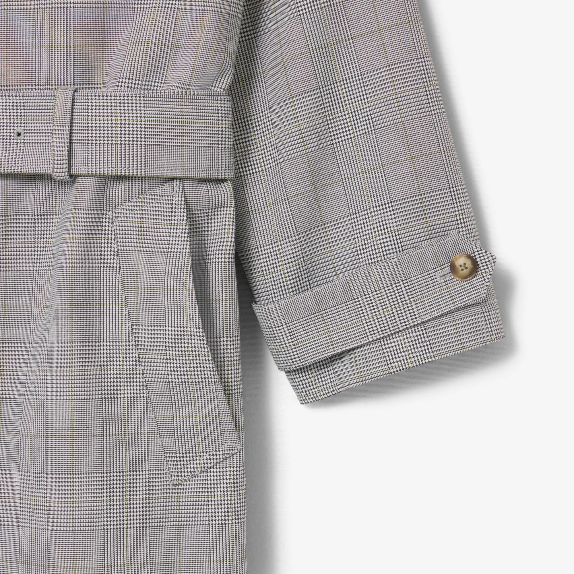 Erkek Classic Fit Gömlek Yaka Ekose Beyaz Trençkot