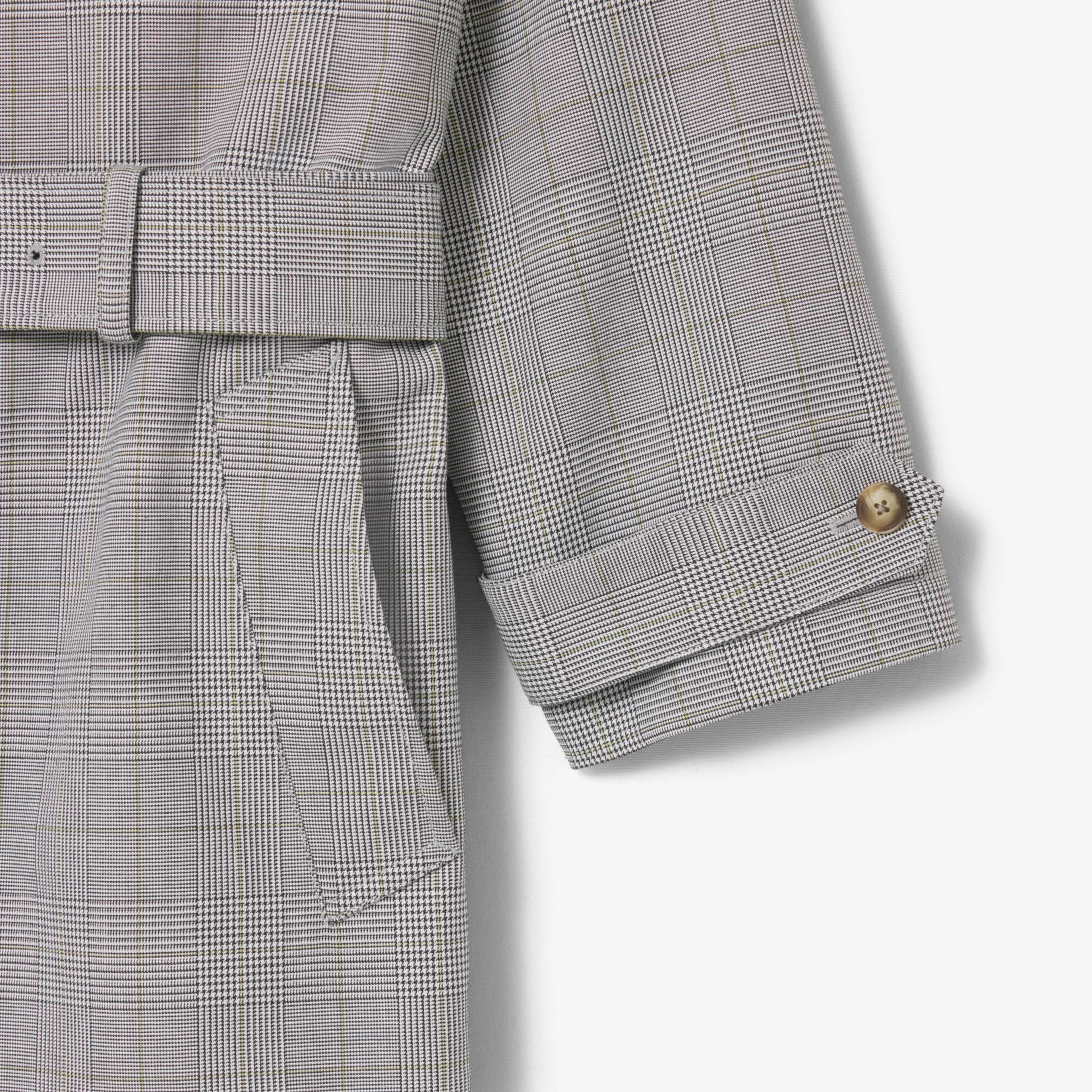 Erkek Classic Fit Gömlek Yaka Ekose Beyaz Trençkot