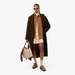 Kadın Oversize Fit Kadife Kahverengi Gömlek Kahverengi