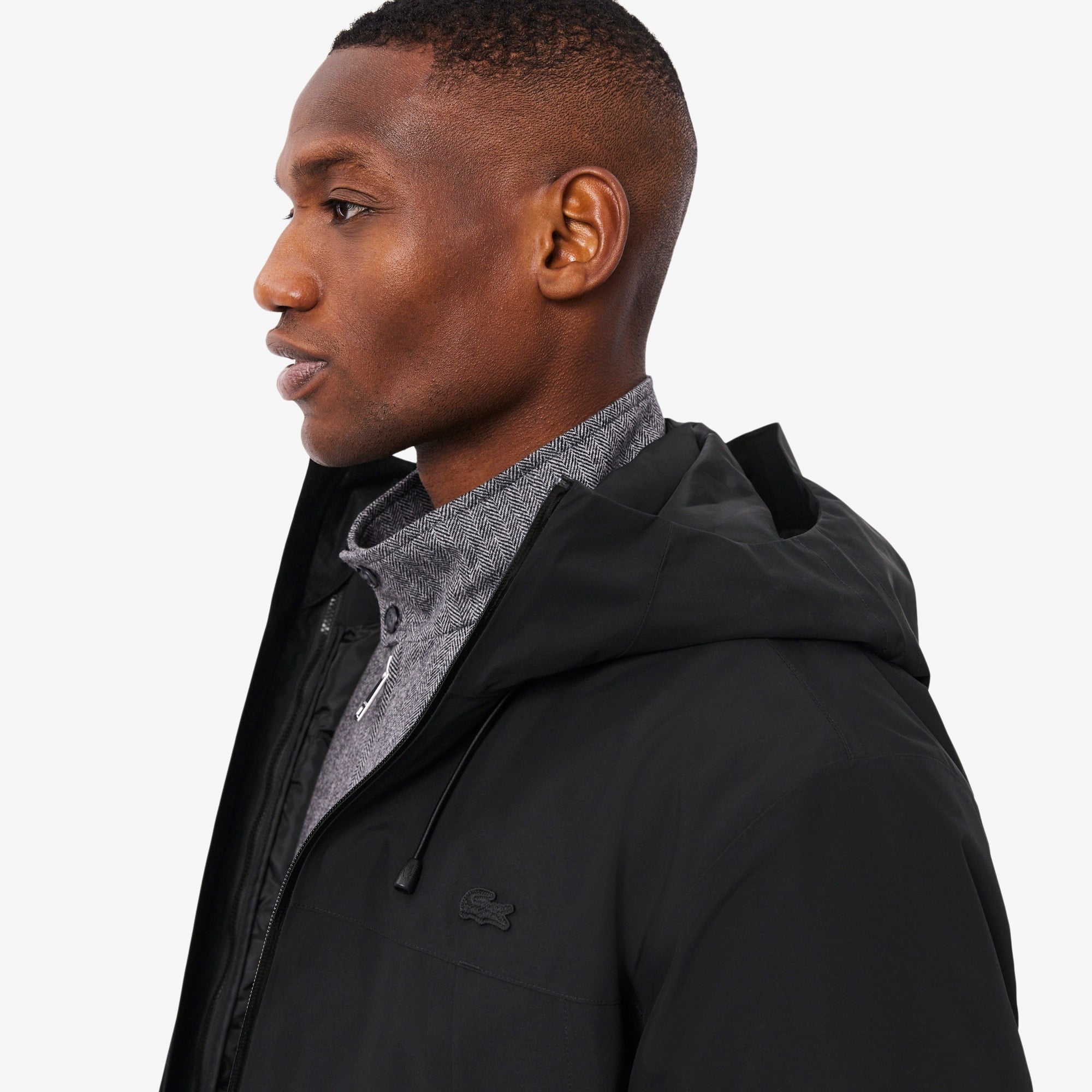 Erkek Classic Fit Kapüşonlu Siyah Mont