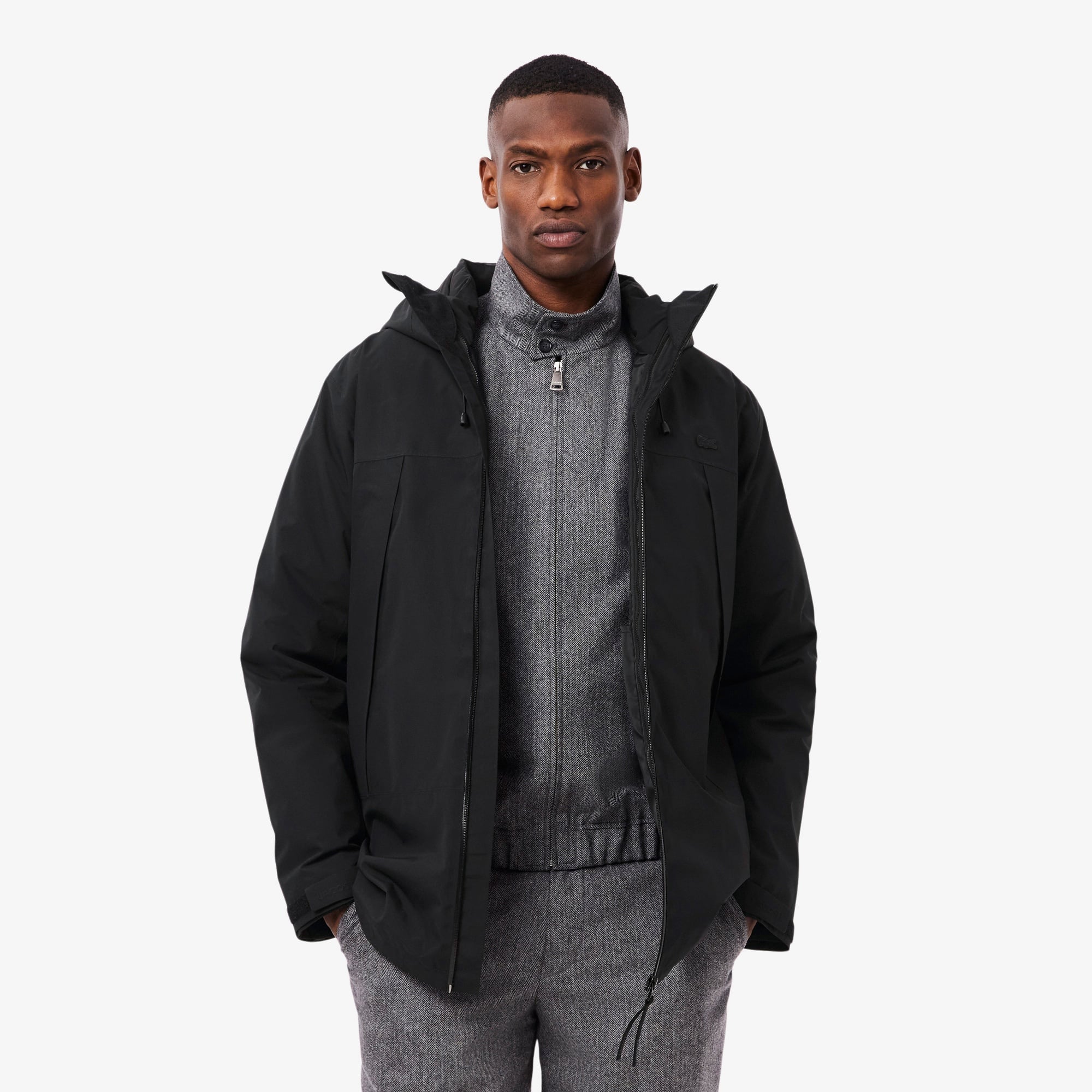 Erkek Classic Fit Kapüşonlu Siyah Mont