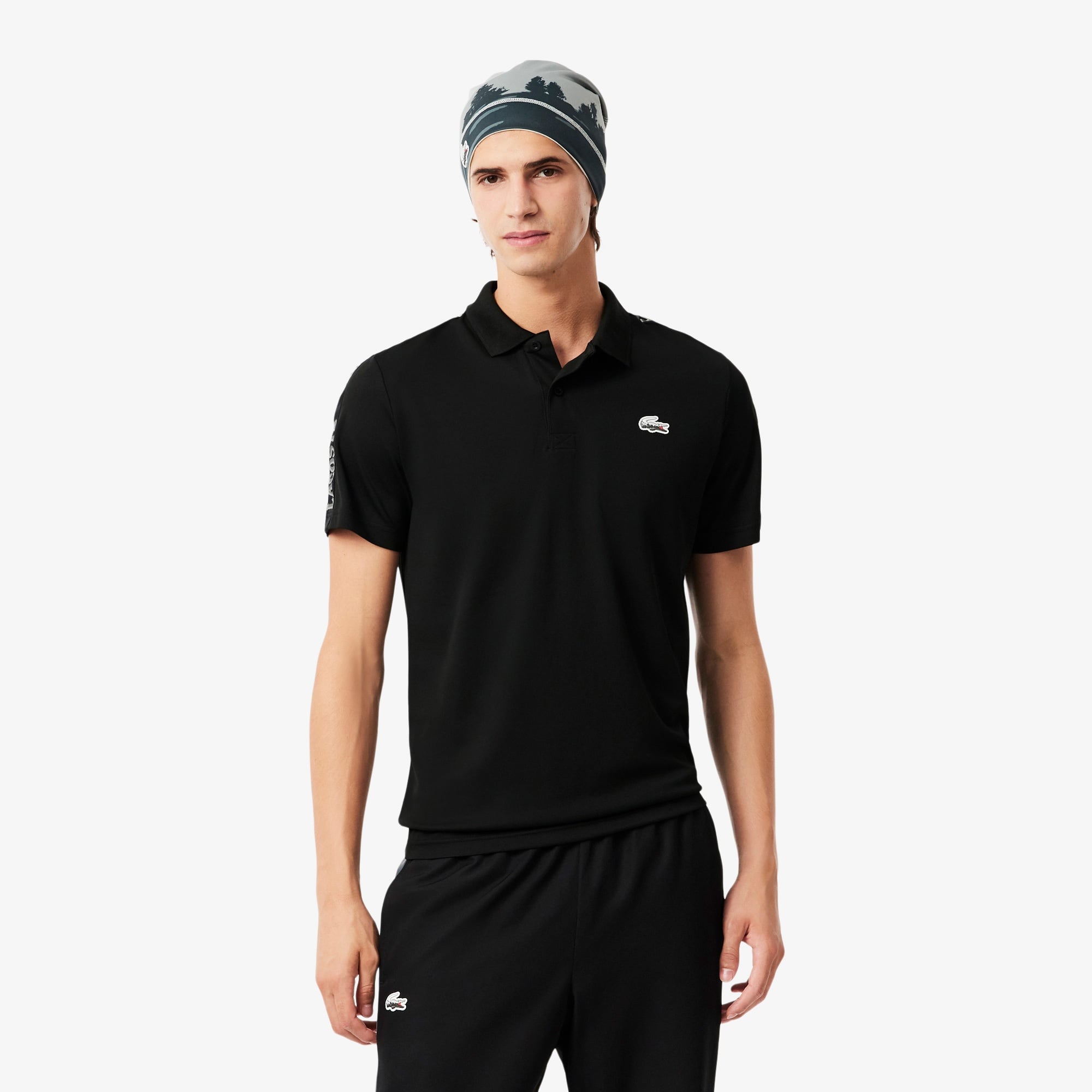 SPORT Erkek Regular Fit Baskılı Siyah Polo