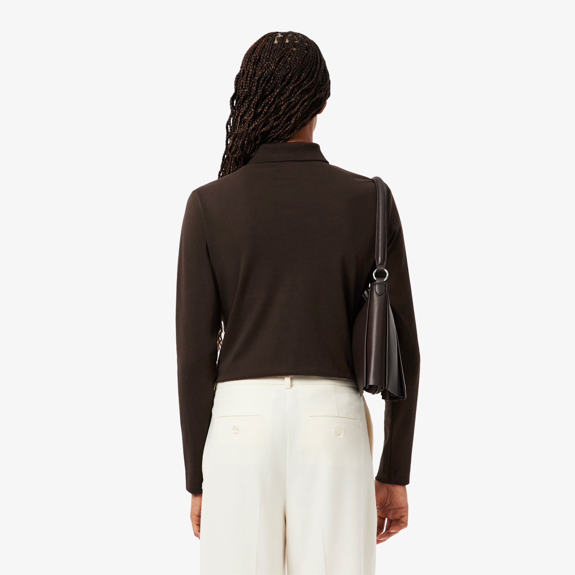 Kadın Regular Fit Uzun Kollu Kahverengi Polo