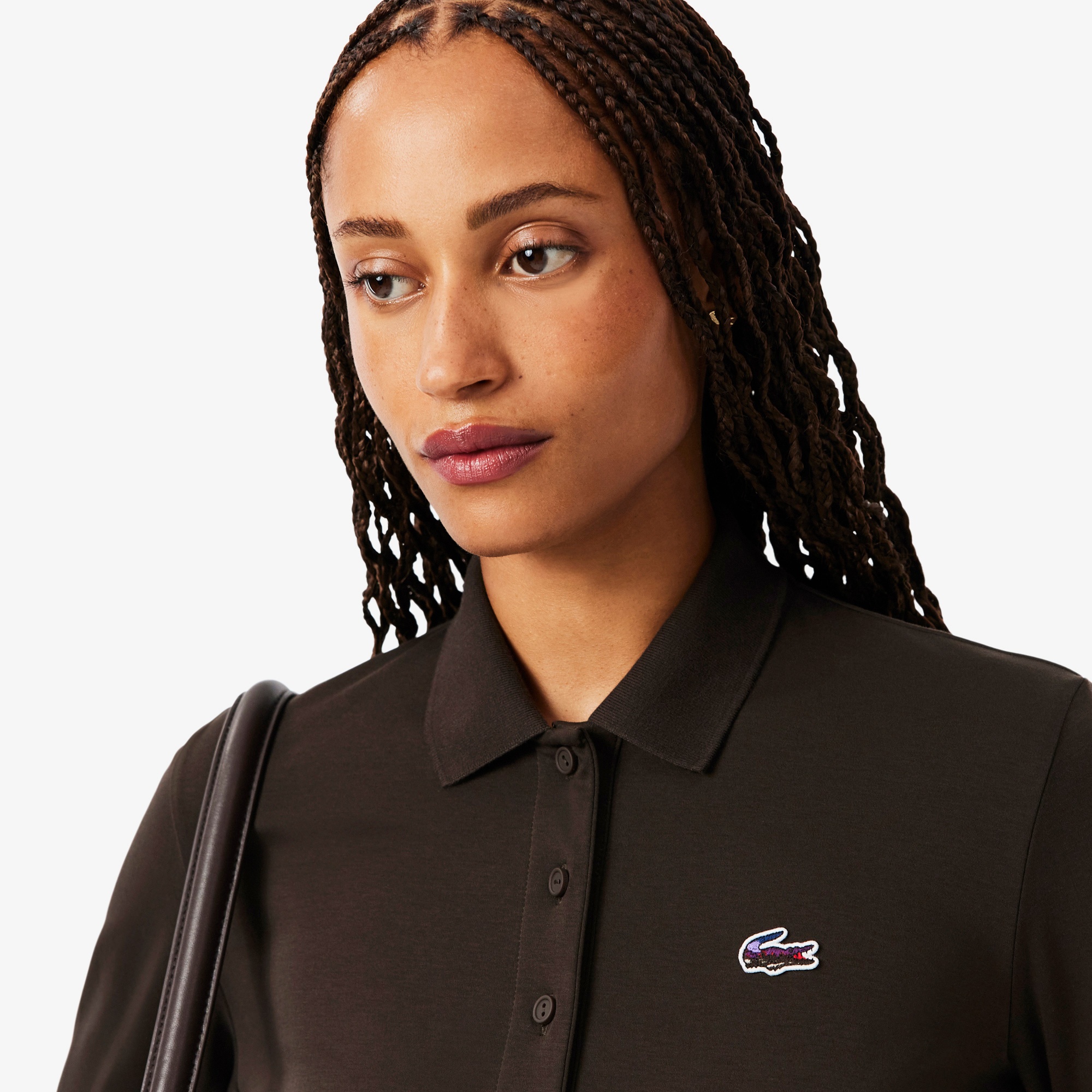 Kadın Regular Fit Uzun Kollu Kahverengi Polo