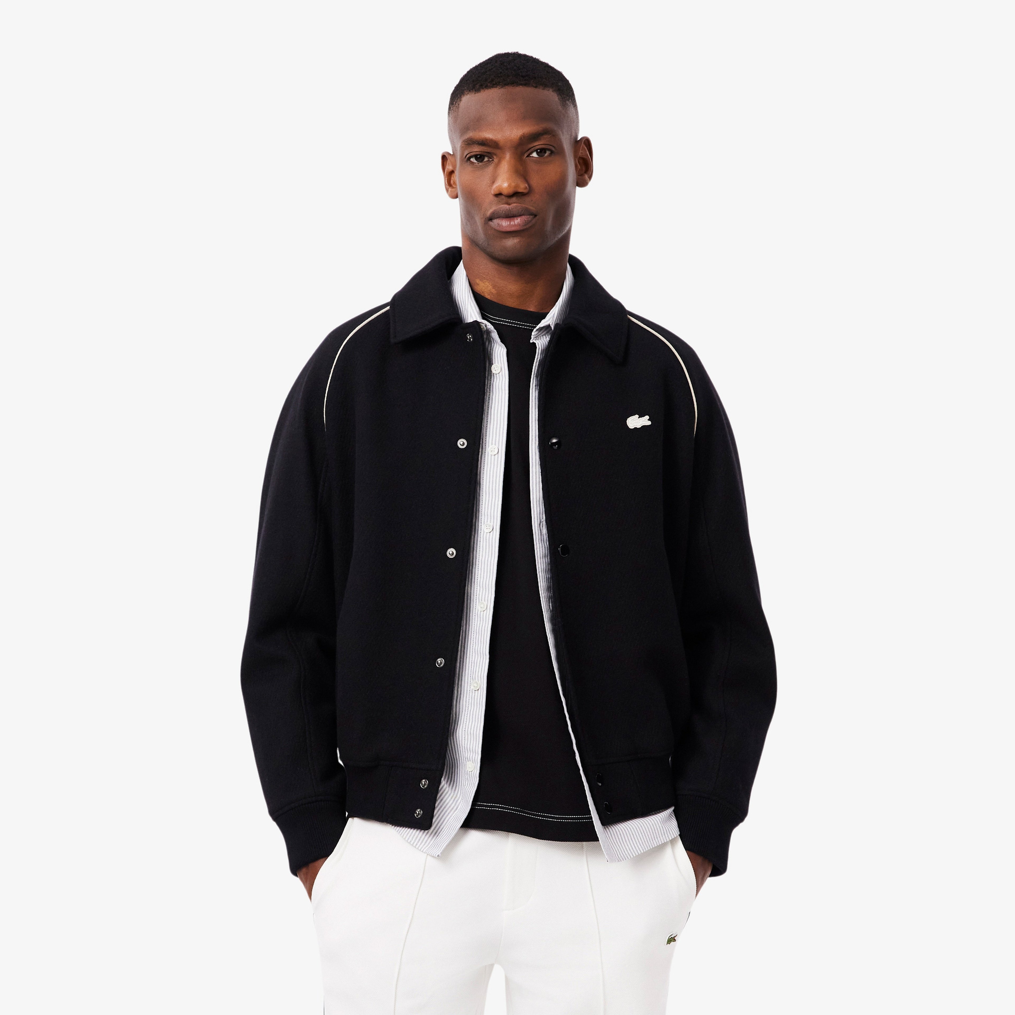 Erkek Classic Fit Gömlek Yaka Baskılı Siyah Ceket