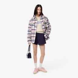 Kadın Classic Fit Bisiklet Yaka Baskılı Yün Krem Kazak Krem