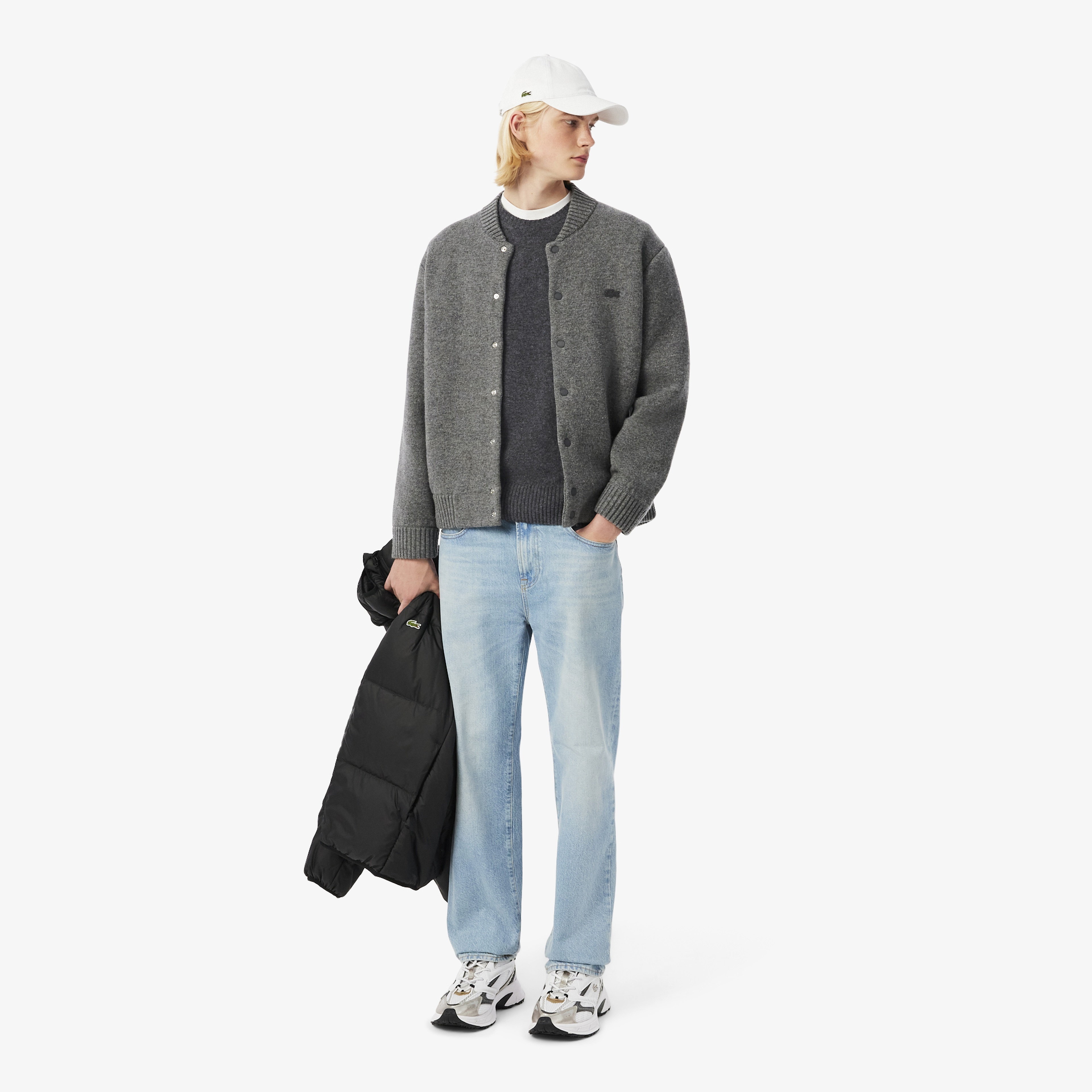 Erkek Classic Fit Bisiklet Yaka Gri Kazak