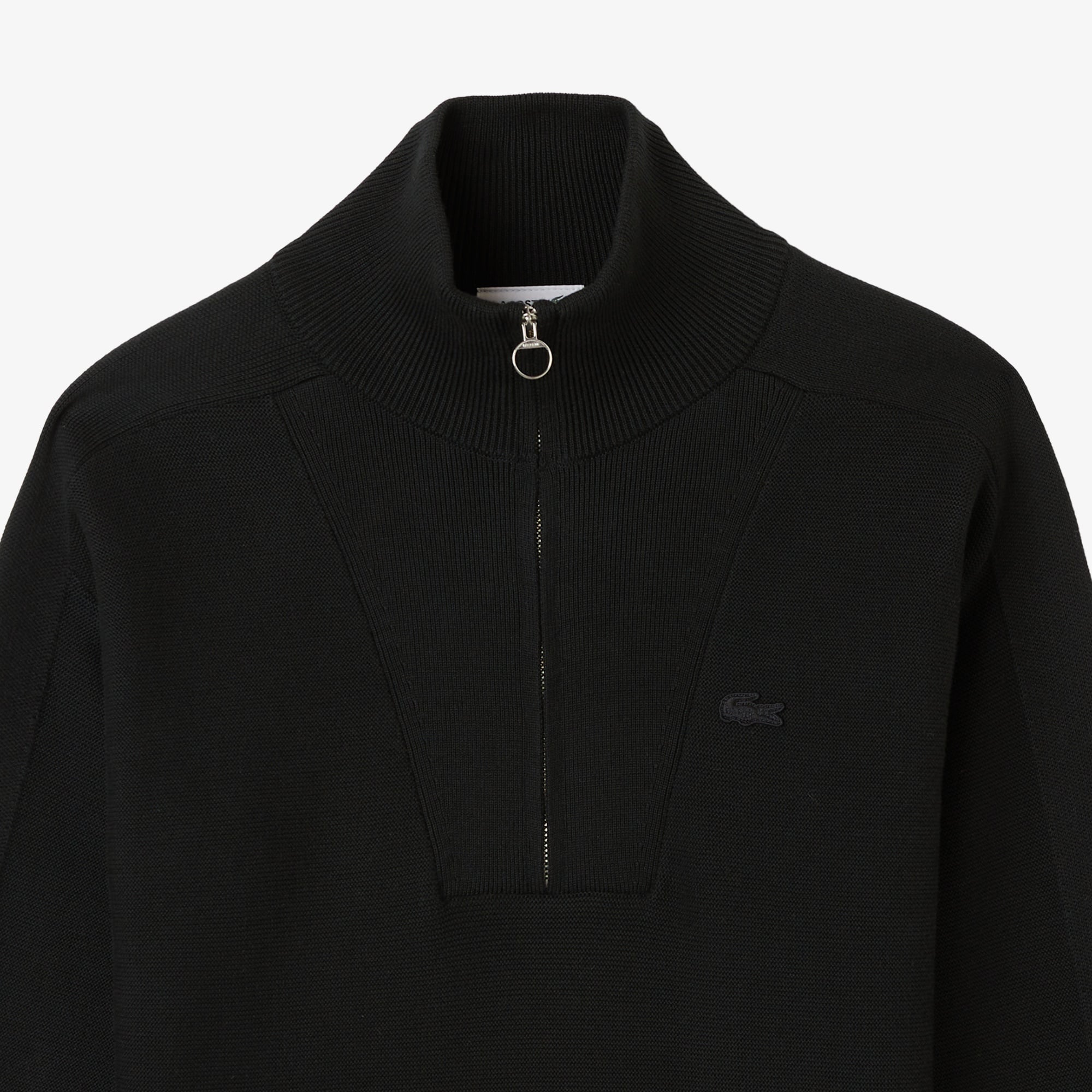 Kadın Classic Fit Yarım Fermuarlı Siyah Kazak