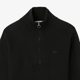 Kadın Classic Fit Yarım Fermuarlı Siyah Kazak Siyah