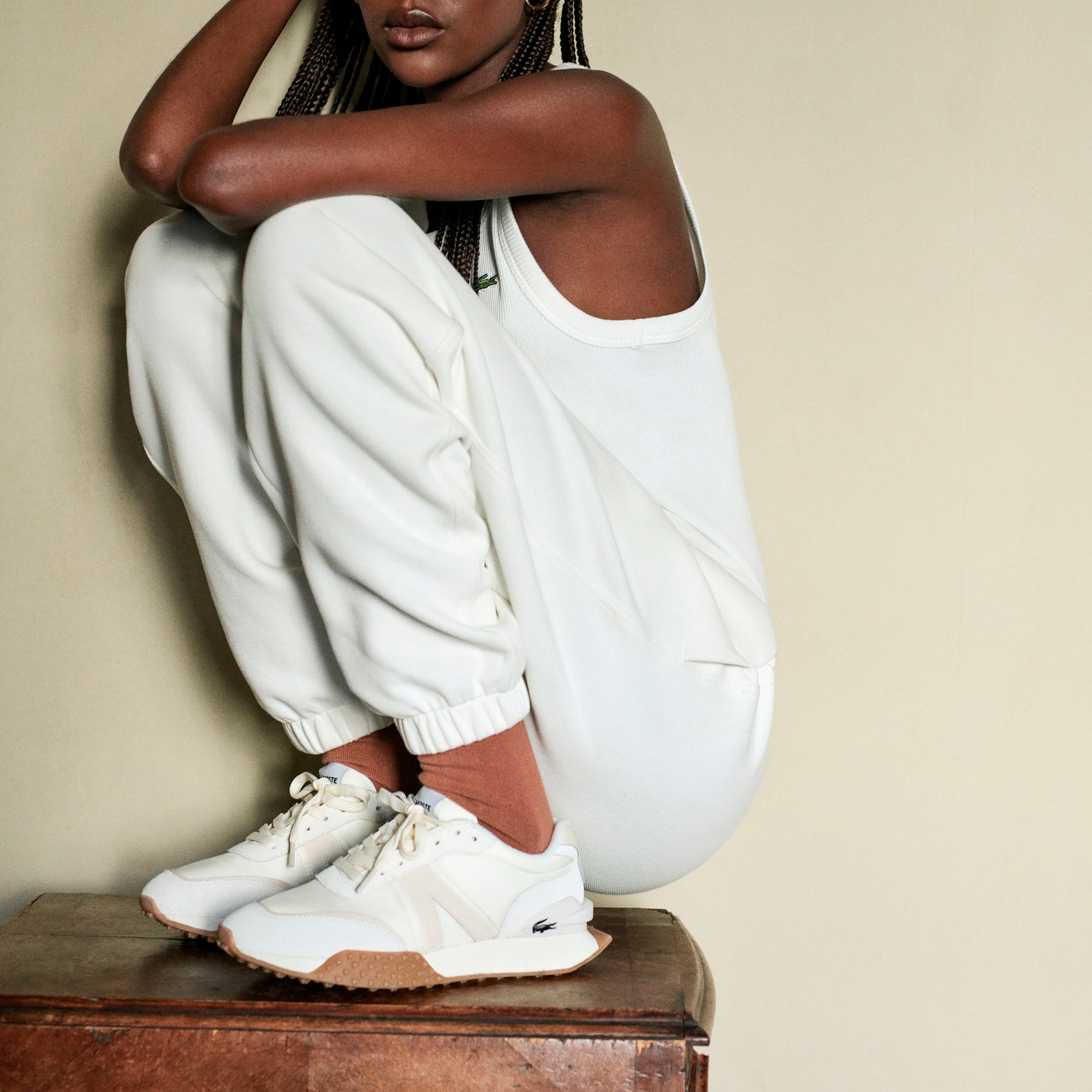 Lacoste L-Spin Deluxe Kadın Bej Sneaker