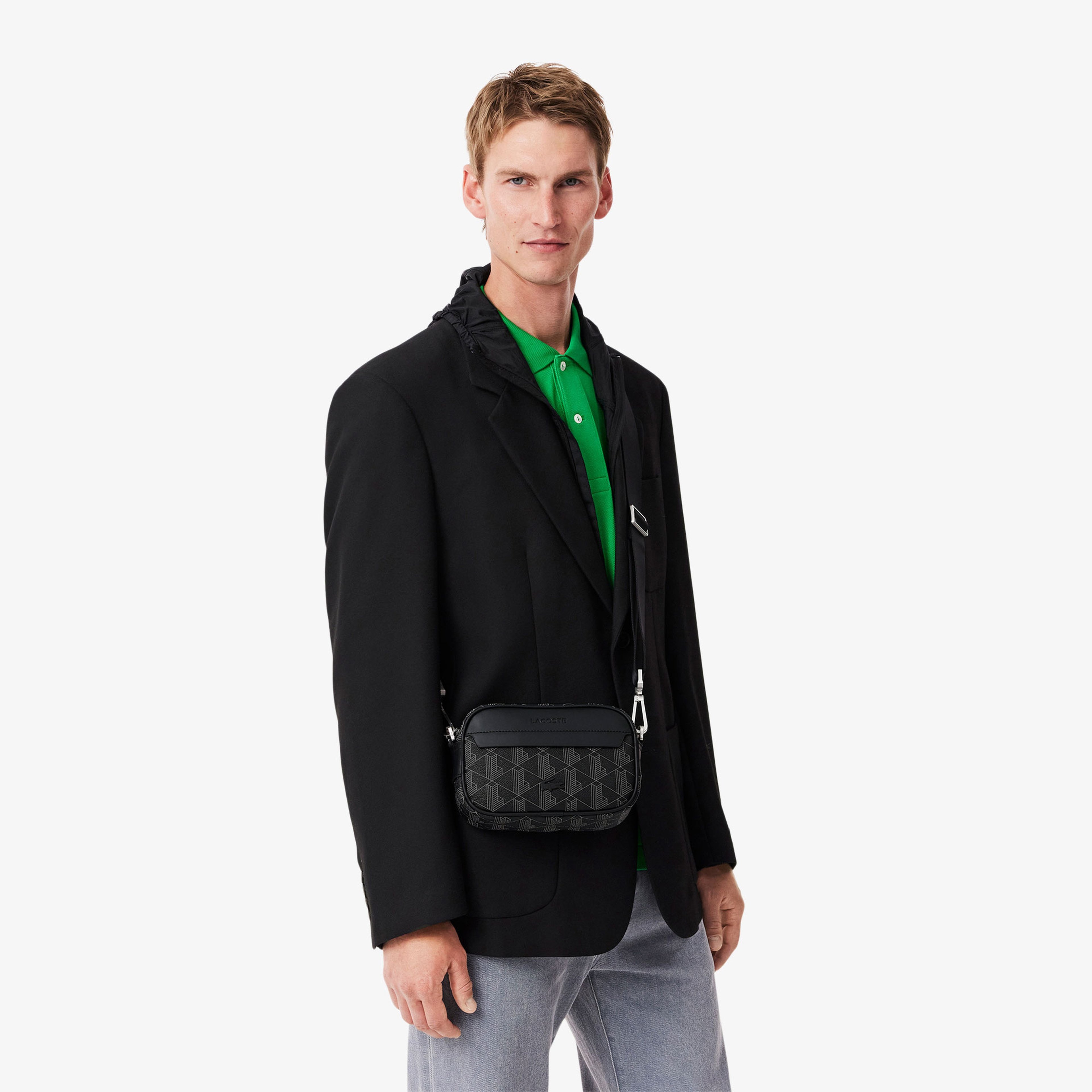 The Blend Erkek Monogram Siyah Postacı Çantası