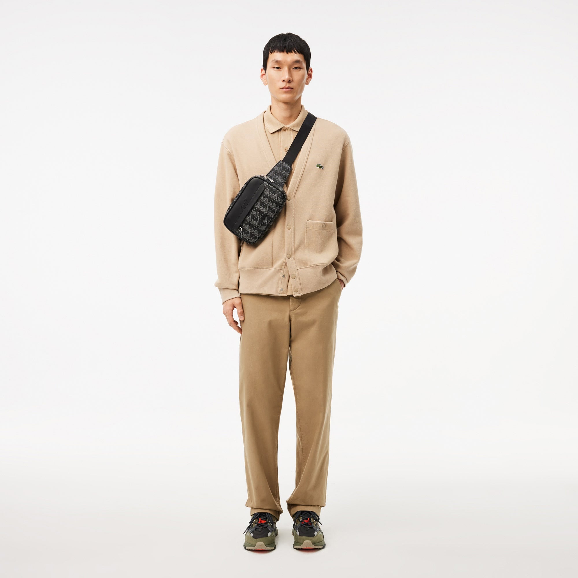 Lacoste The Blend Erkek Monogram Siyah Bel Çantası