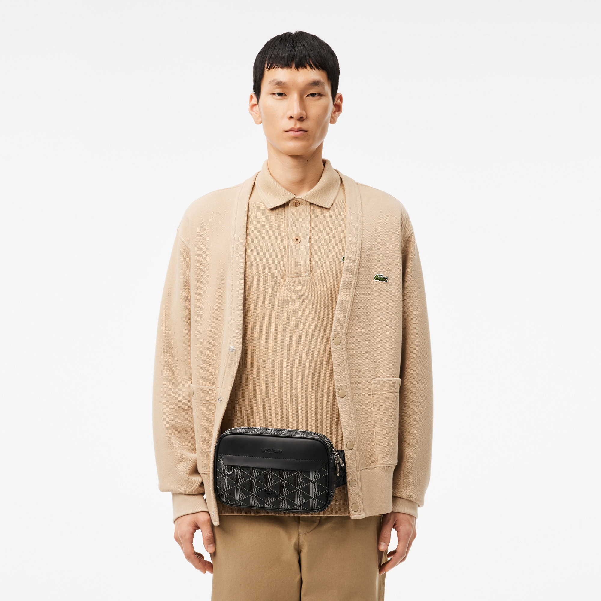 Lacoste The Blend Erkek Monogram Siyah Bel Çantası