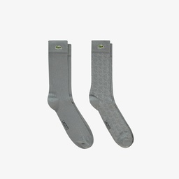 Erkek Baskılı Koyu Gri Çorap Gri