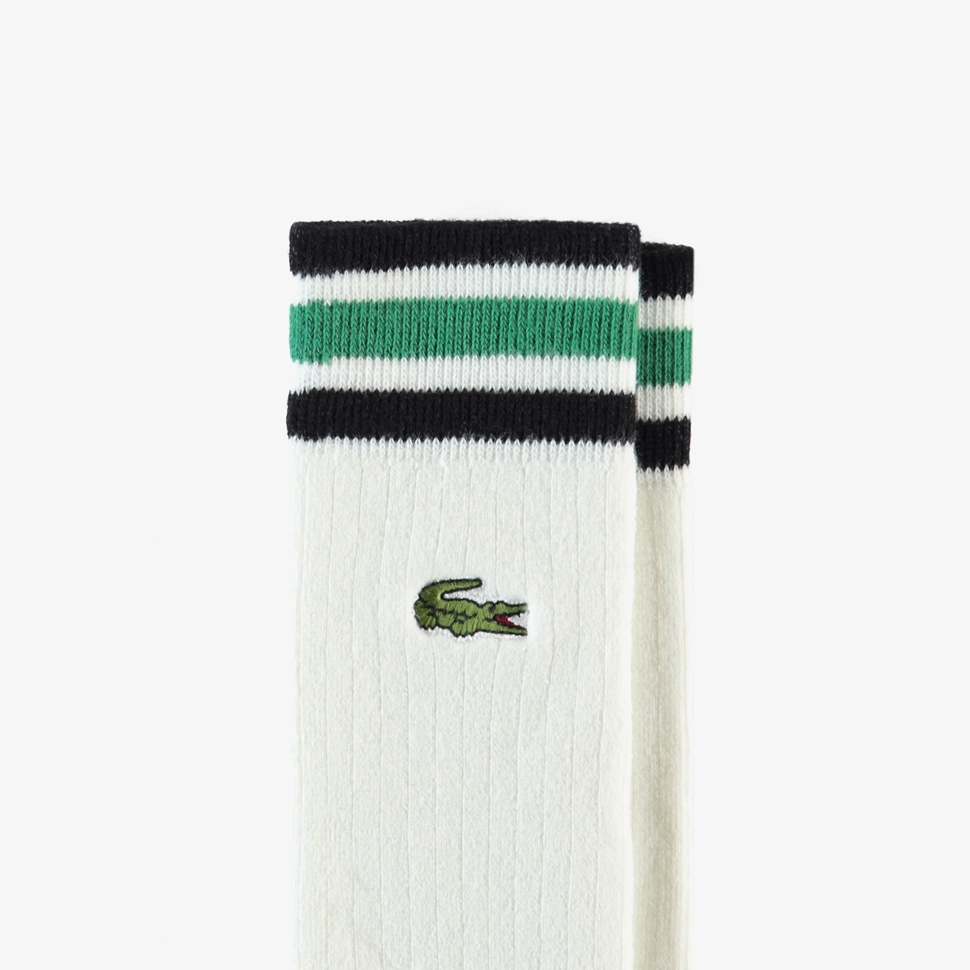 Lacoste Unisex Çizgili Beyaz Çorap görsel 2