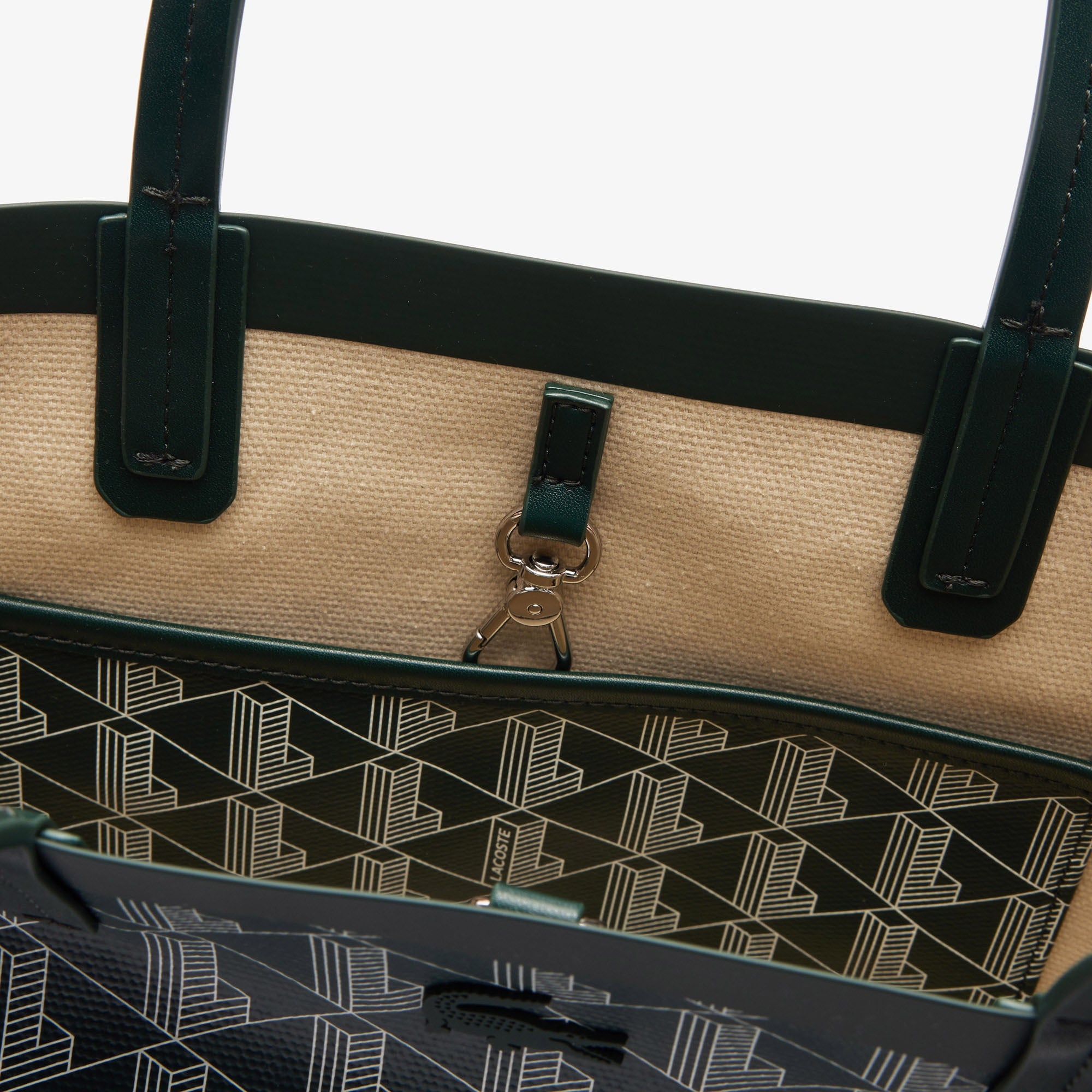 Zely Canvas Kadın Monogram Koyu Yeşil Omuz Çantası