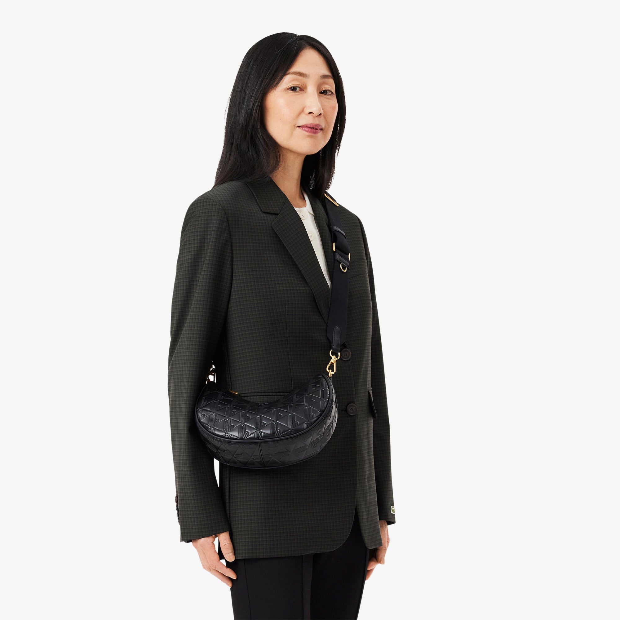 Maheki Kadın Monogram Deri Siyah Omuz Çantası