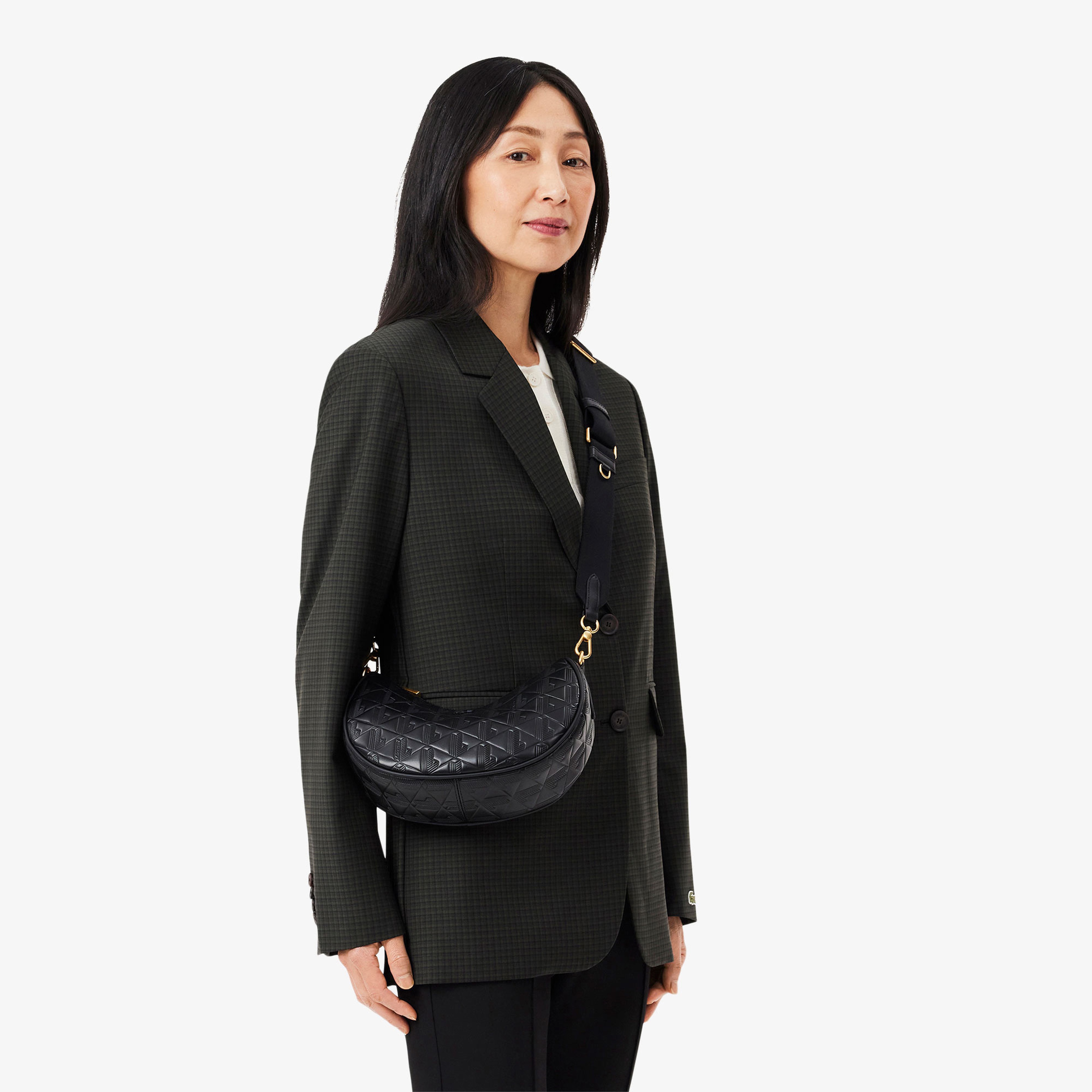 Maheki Kadın Monogram Deri  Siyah Omuz Çantası