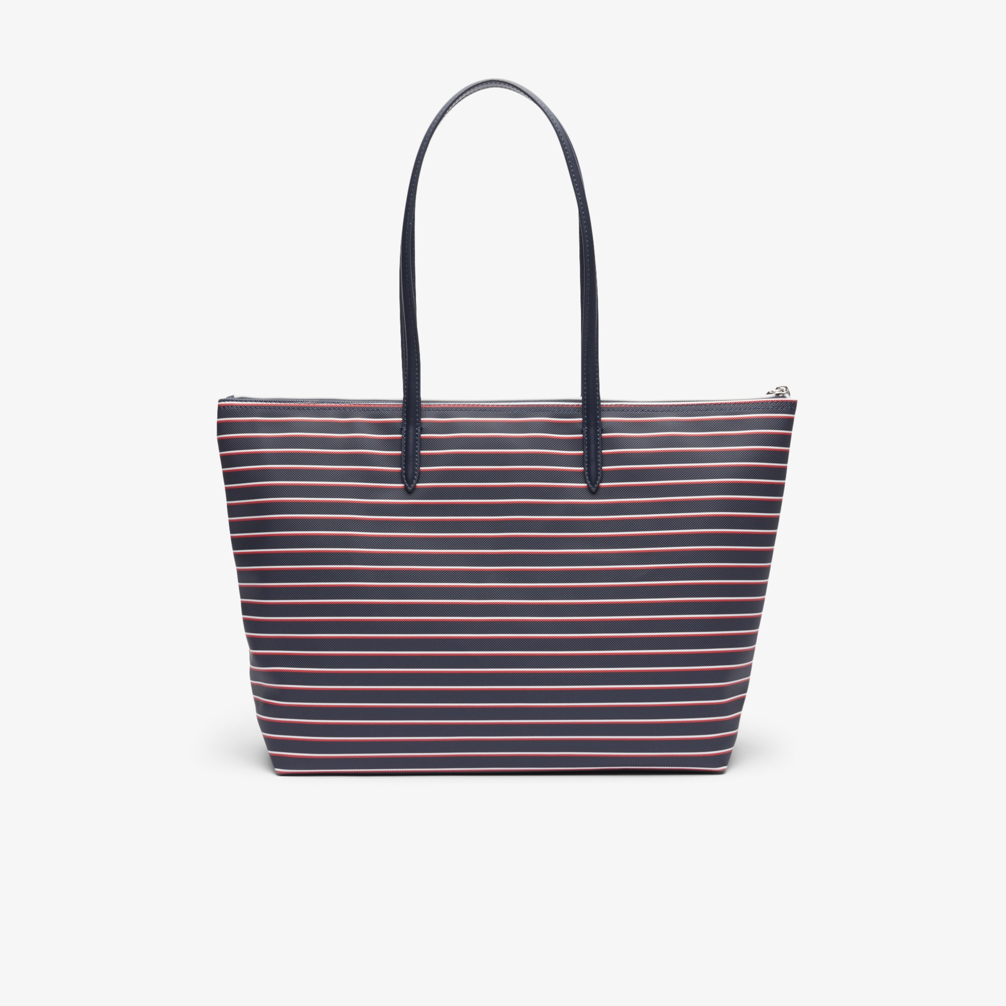 Large L.12.12 Kadın Çizgili Siyah Omuz Çantası