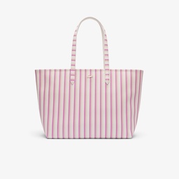 Anna Kadın Çizgili Pembe Omuz Çantası Beyaz