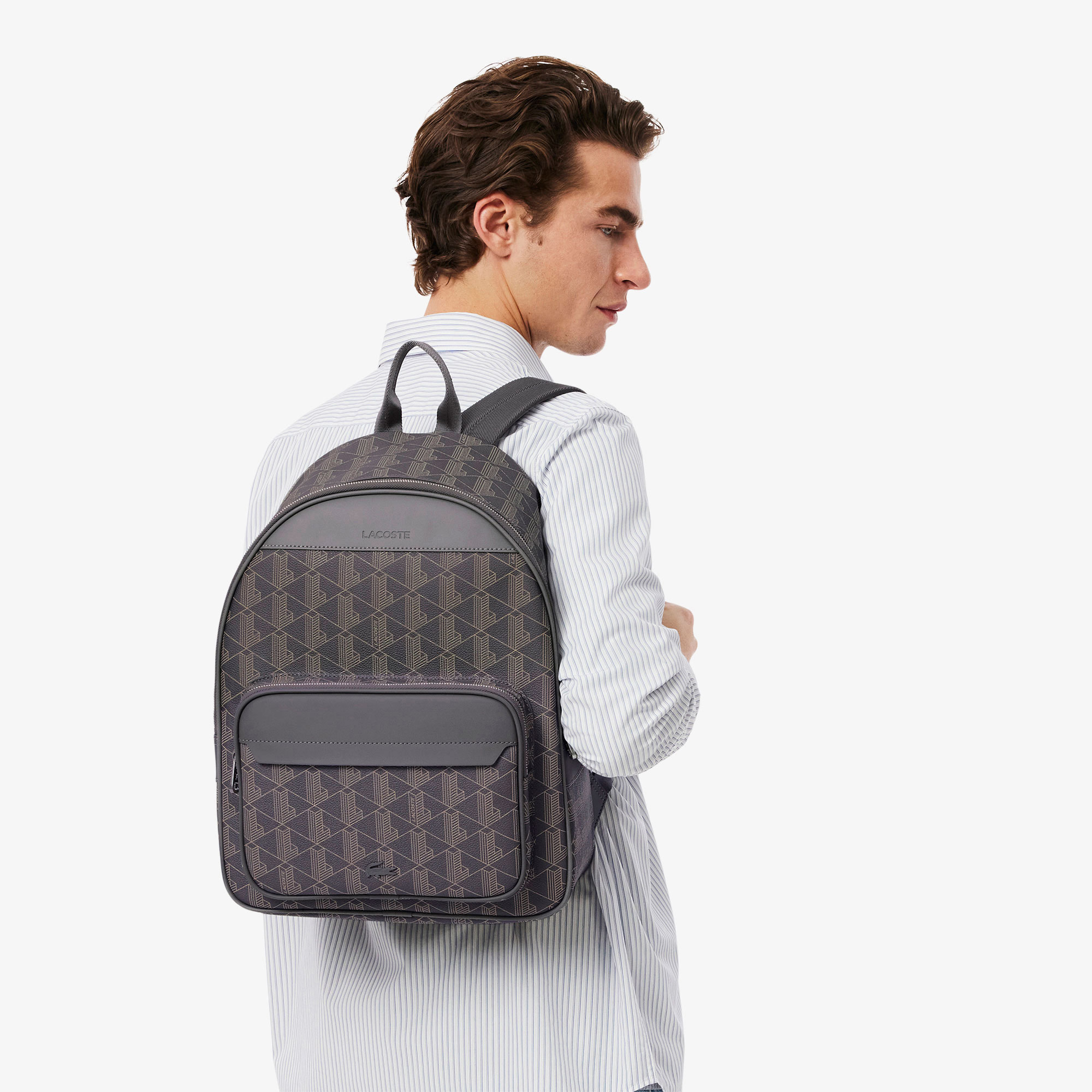 Lacoste The Blend Erkek Monogram Gri Sırt Çantası görsel 7