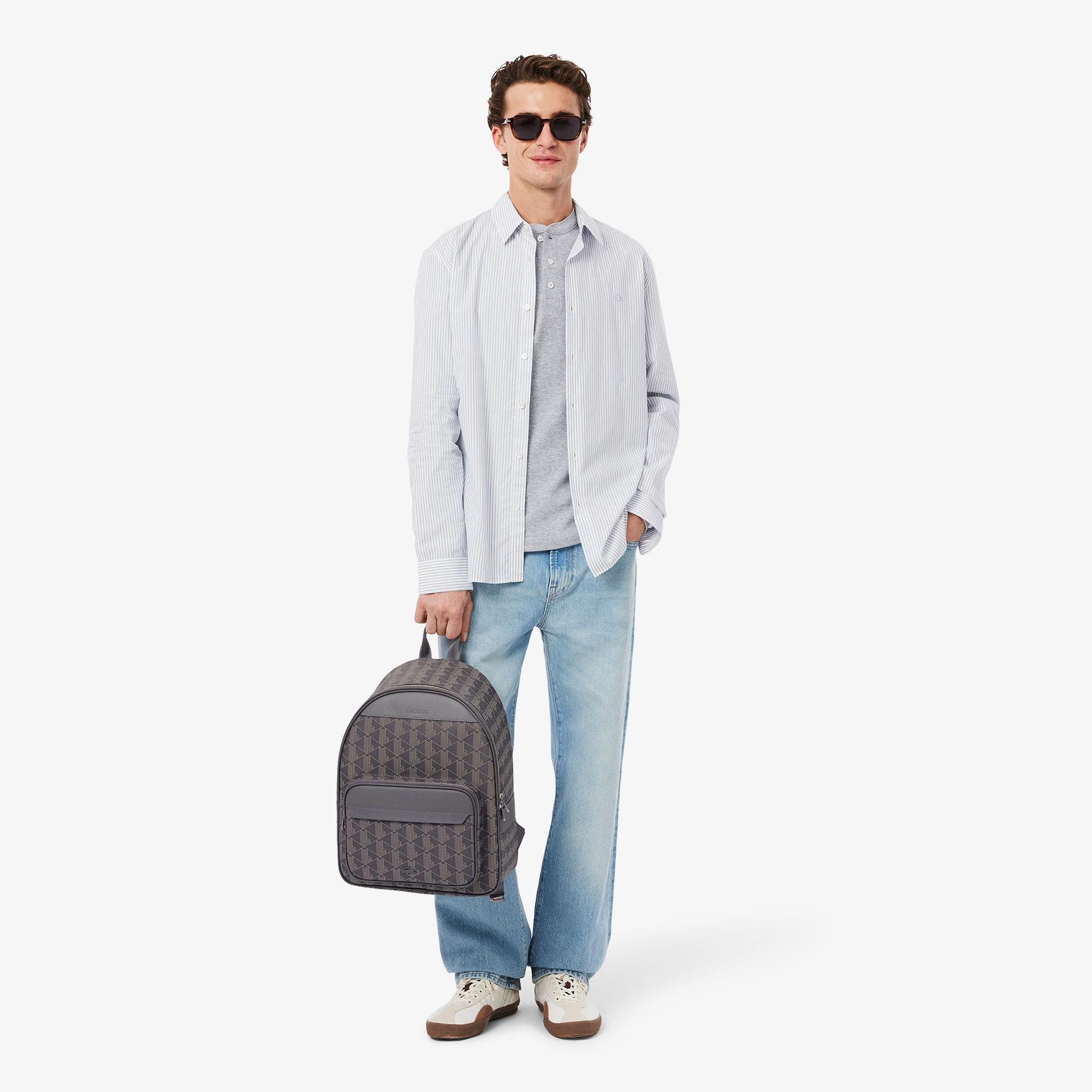 Lacoste The Blend Erkek Monogram Gri Sırt Çantası görsel 2