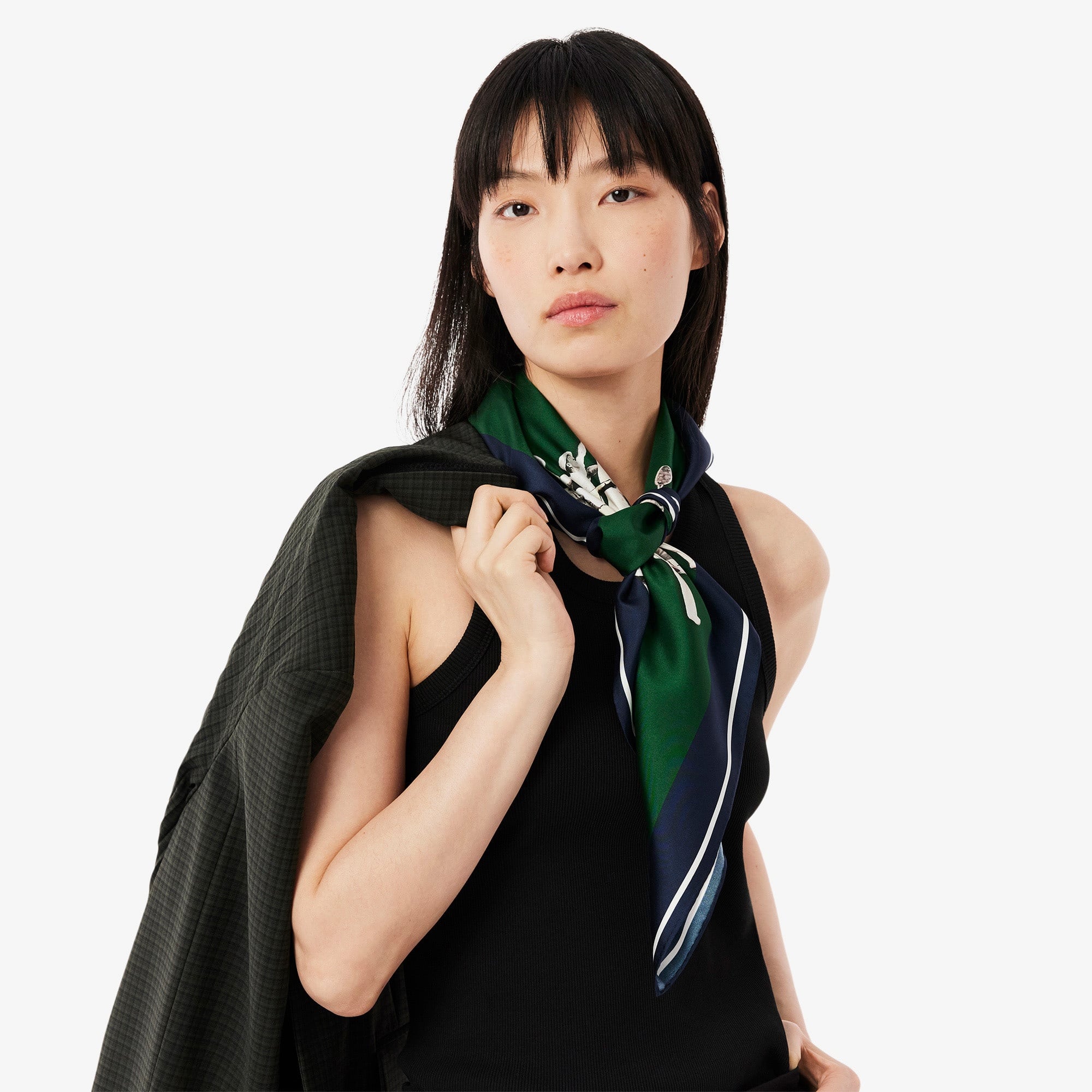 Lacoste Kadın Desenli Yeşil Fular