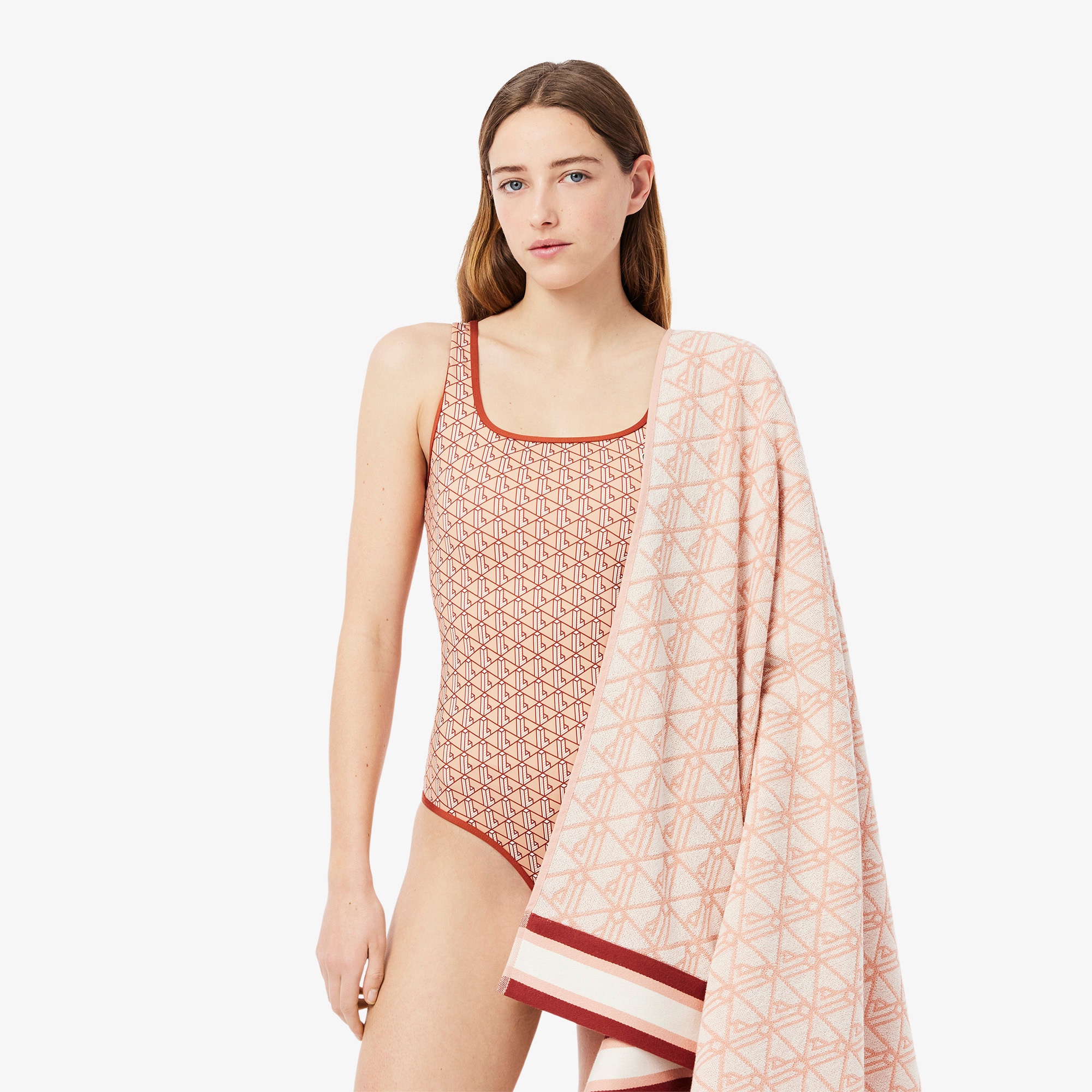 Lacoste Unisex Monogram Pembe Plaj Havlusu