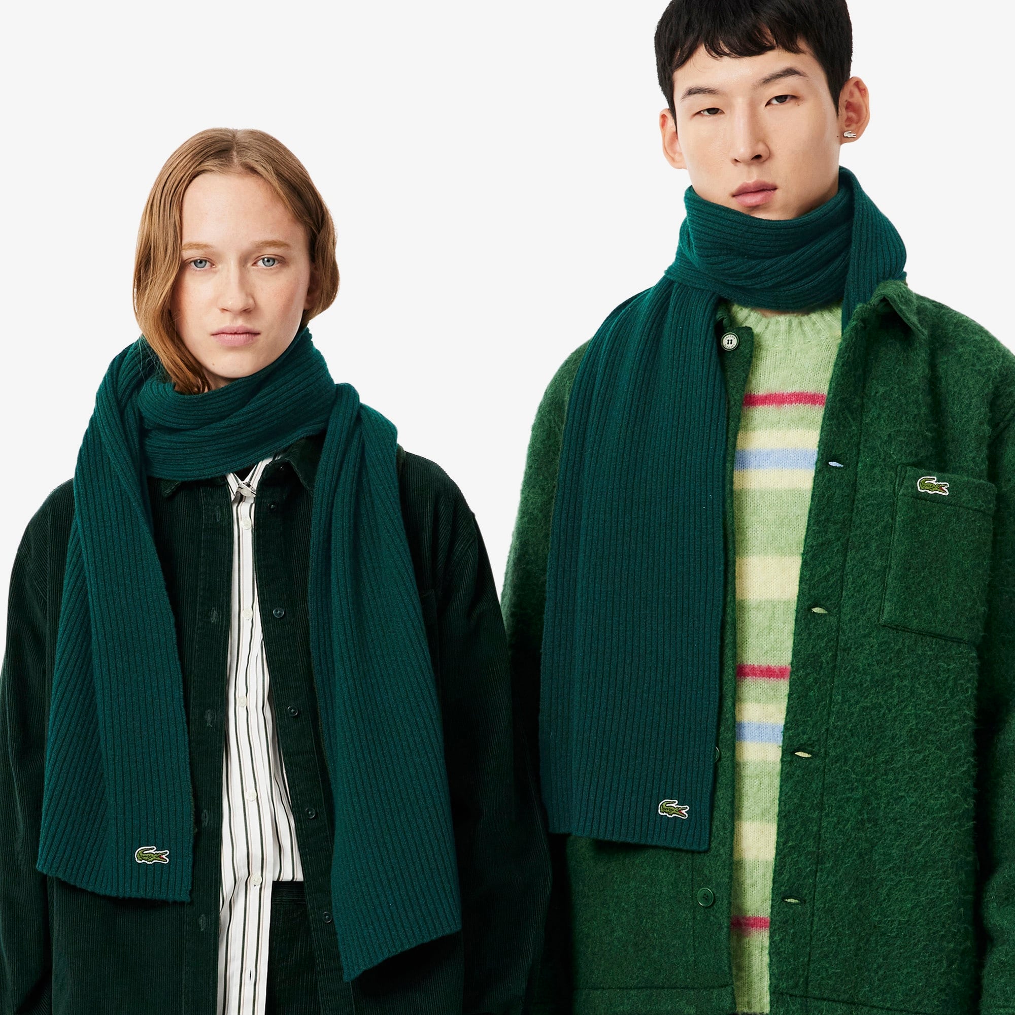 Unisex Yün Koyu Yeşil Atkı