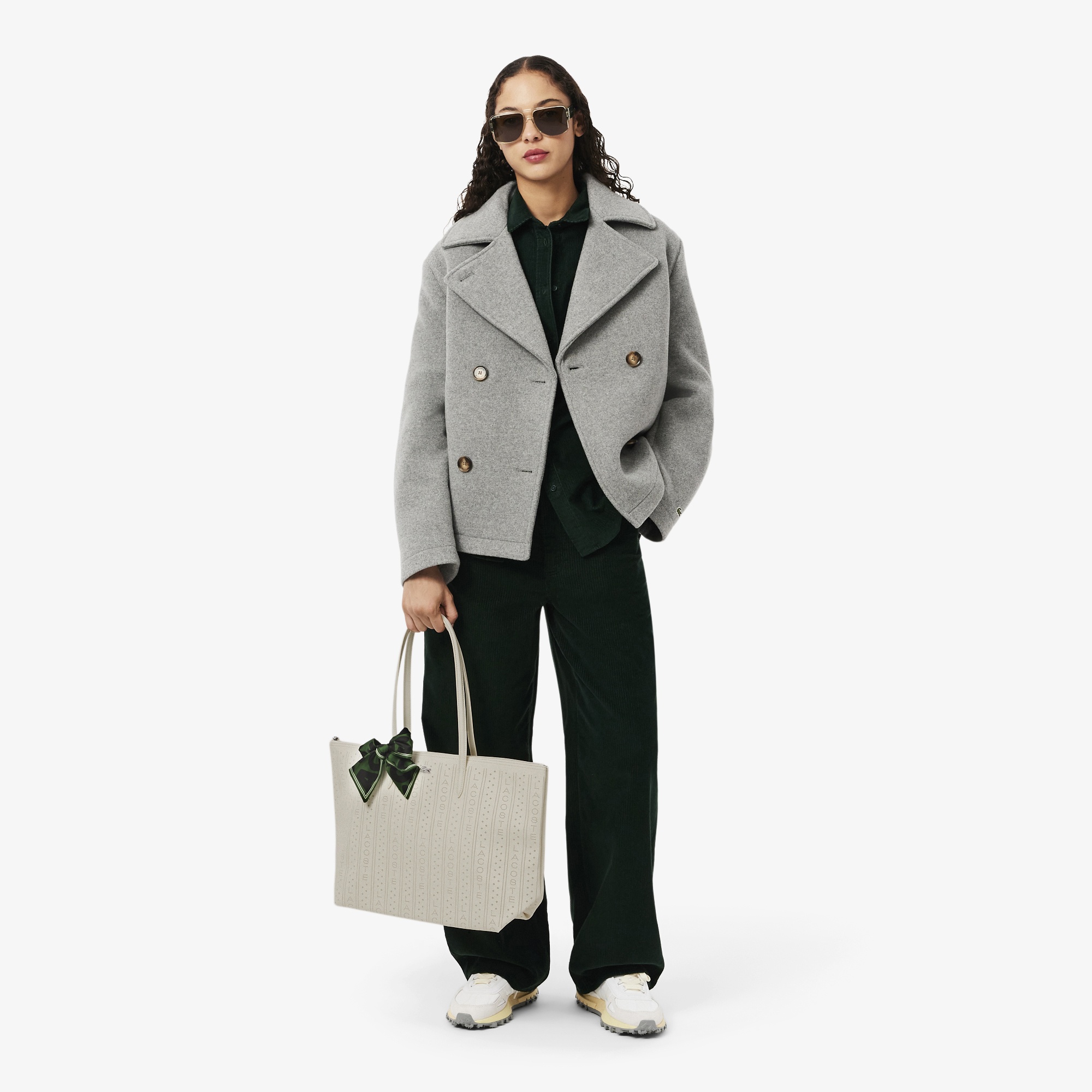 Large L.12.12 Kadın Desenli Krem Omuz Çantası