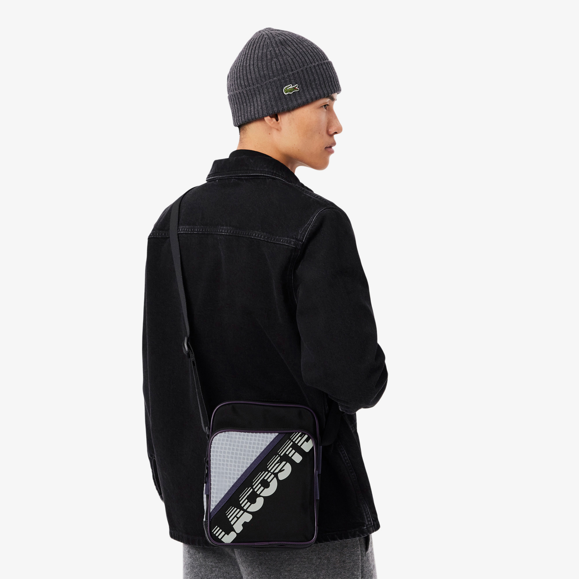 Lacoste Erkek Baskılı Siyah Postacı Çantası görsel 7