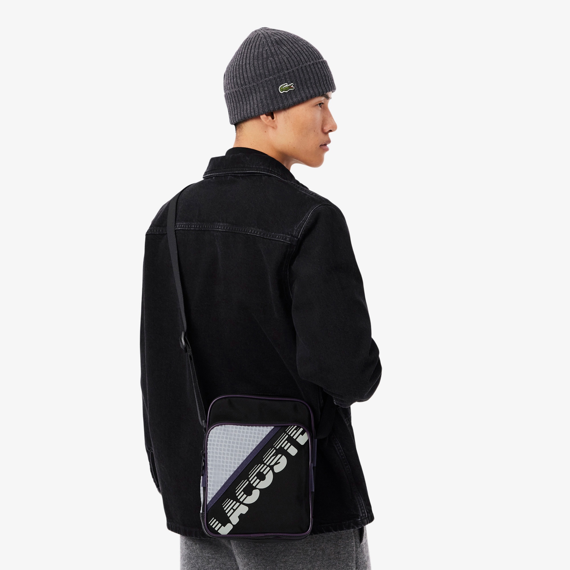 Erkek Baskılı Siyah Postacı Çantası