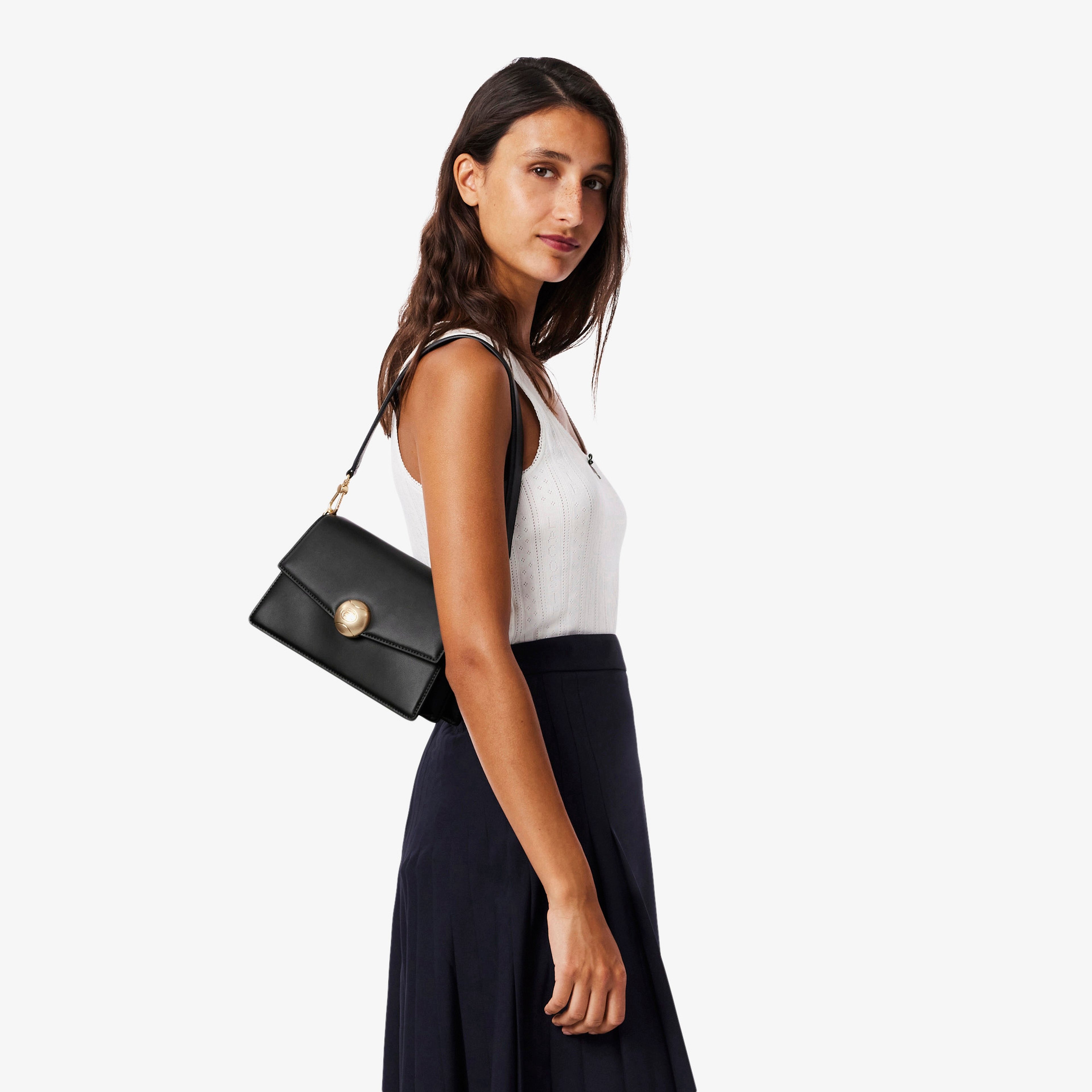 Tennis Bliss Kadın Deri Siyah Omuz Çantası