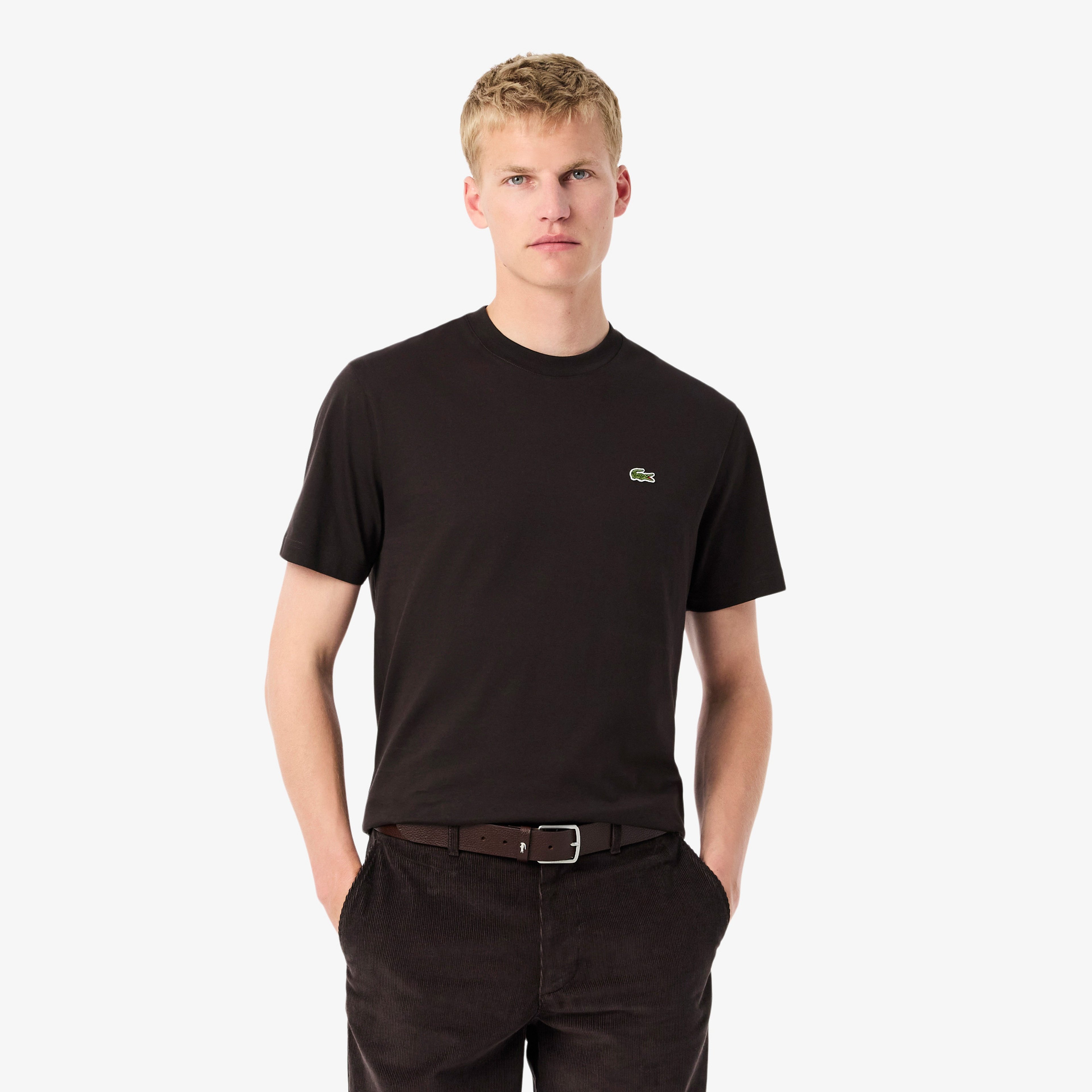 Erkek Classic Fit Bisiklet Yaka Kahverengi T-Shirt
