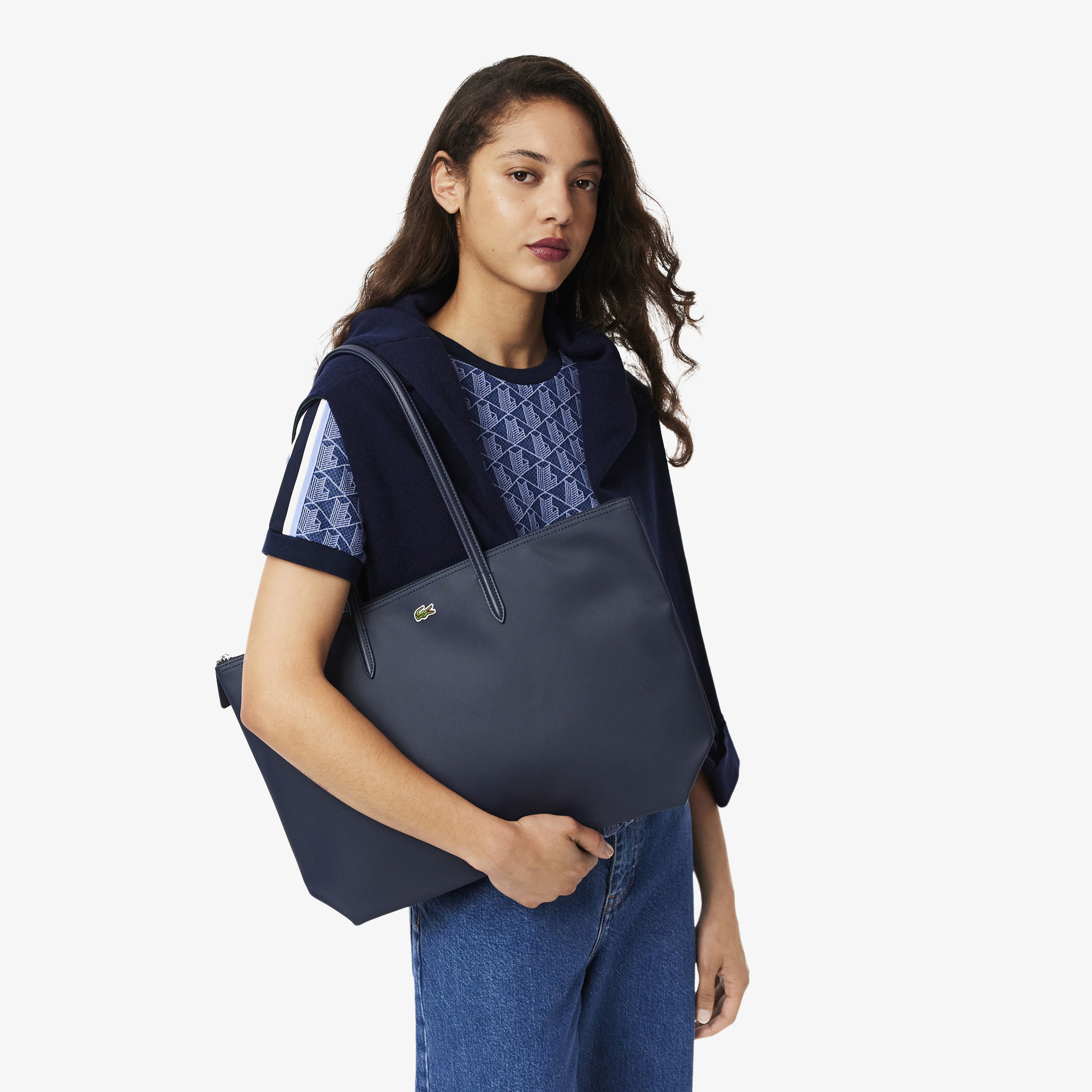 Large L.12.12 Kadın Lacivert Omuz Çantası