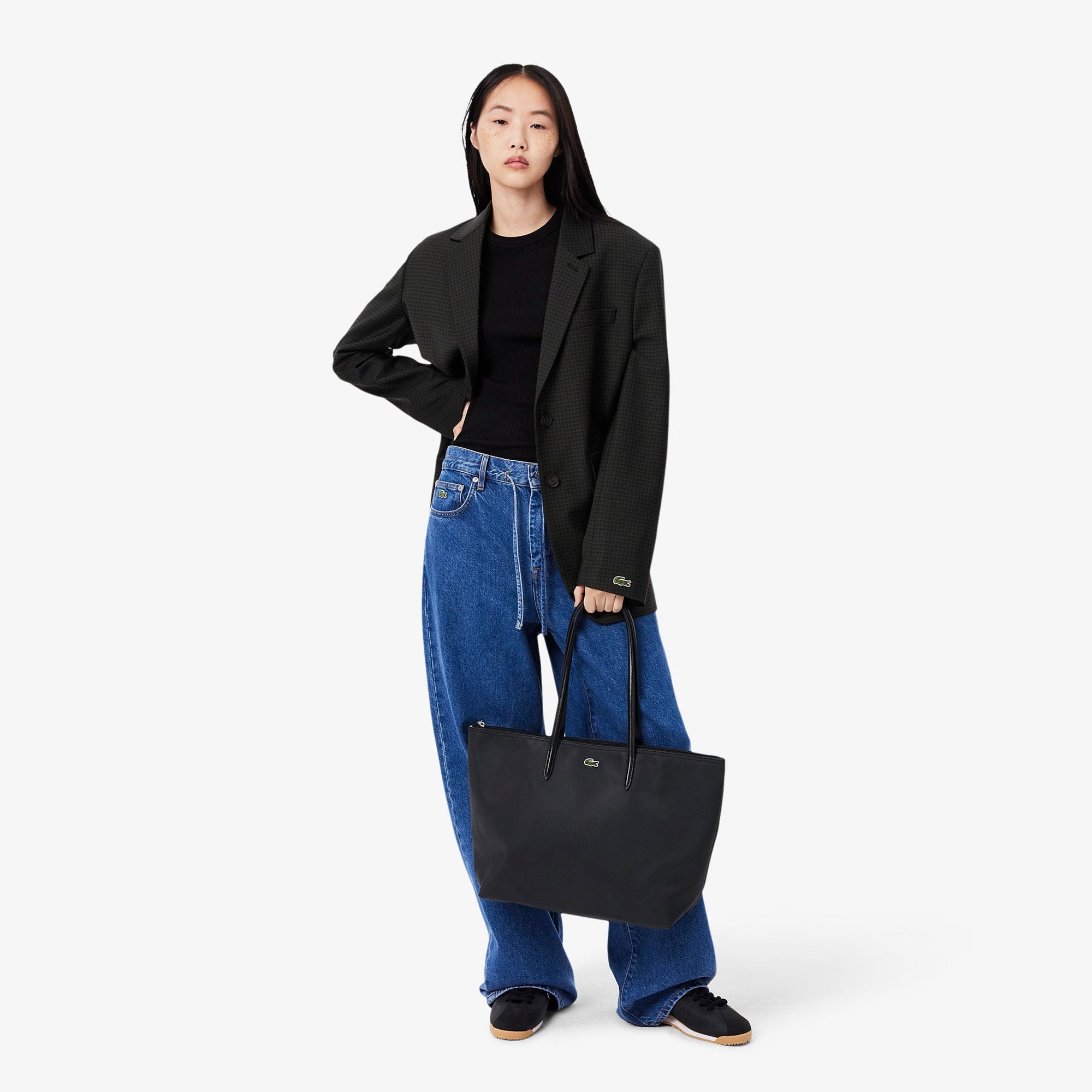 Large L.12.12 Kadın Siyah Omuz Çantası