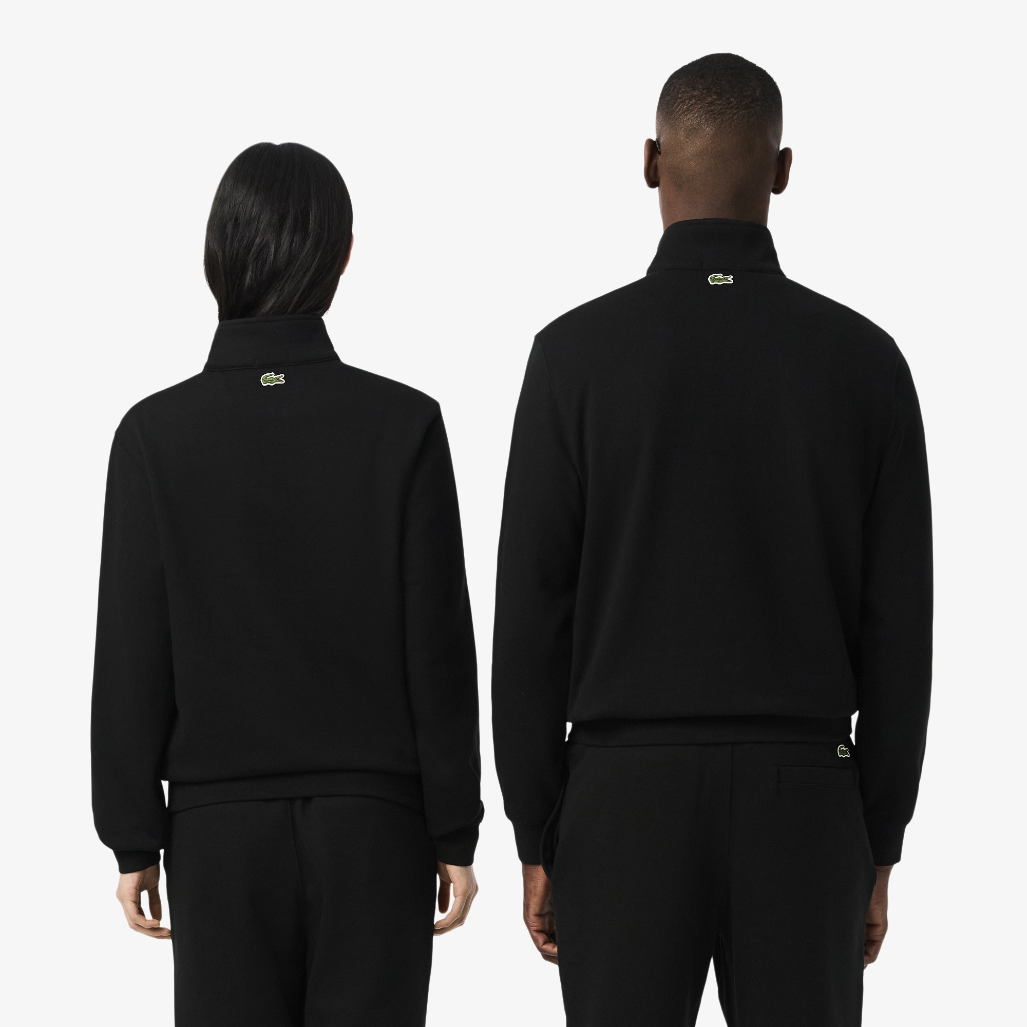 High Neck Zip-Up Print Sweatshirt