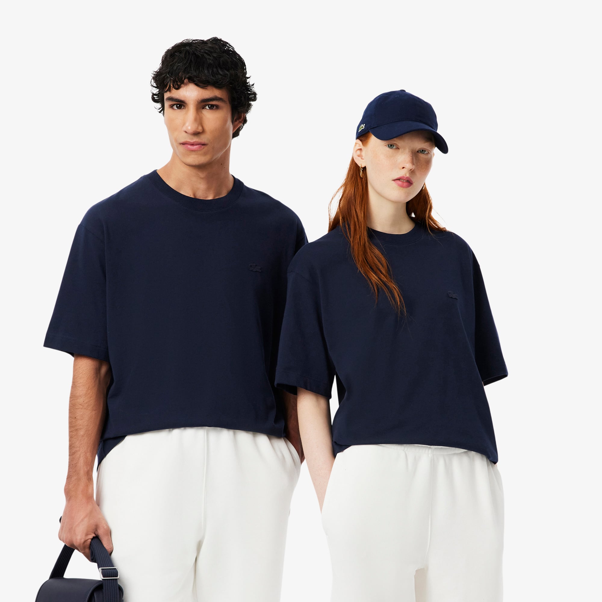 Lacoste Unisex Loose Fit Bisiklet Yaka Lacivert T-Shirt