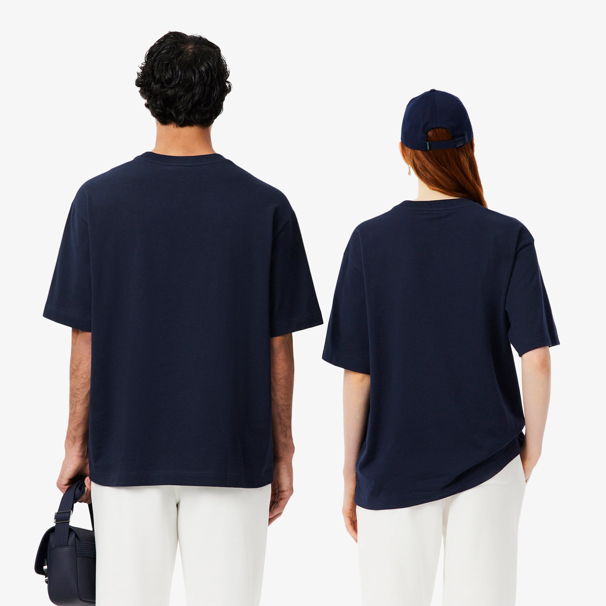 Lacoste Unisex Loose Fit Bisiklet Yaka Lacivert T-Shirt görsel 3