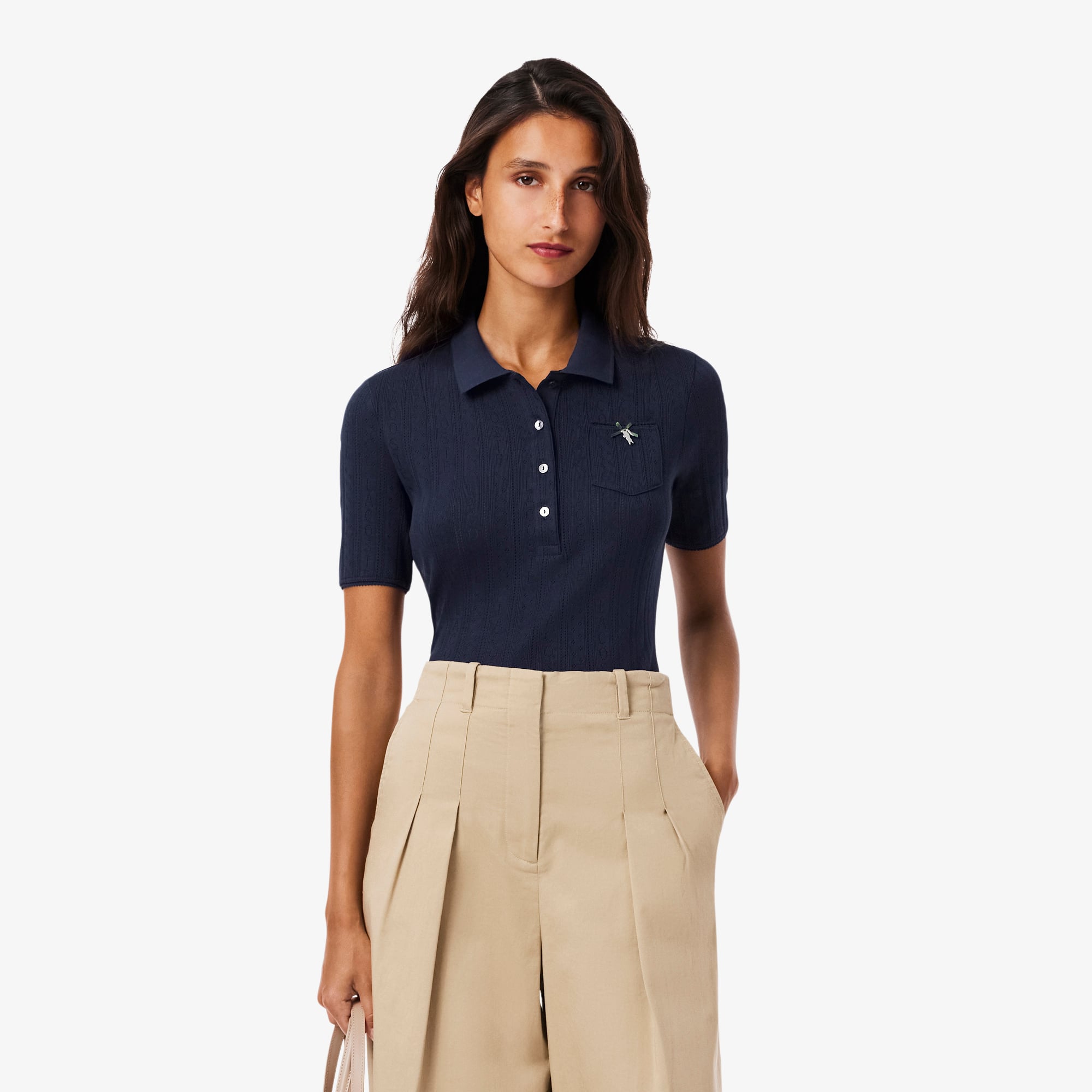 Lacoste L.12.D Kadın Slim Fit Lacivert Polo