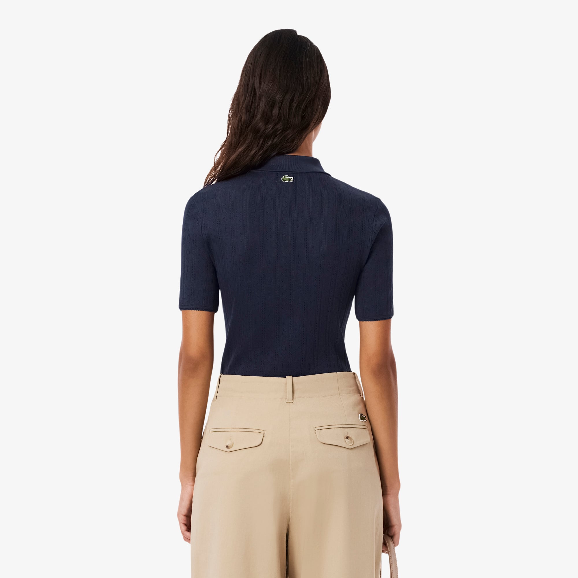 Lacoste L.12.D Kadın Slim Fit Lacivert Polo görsel 3
