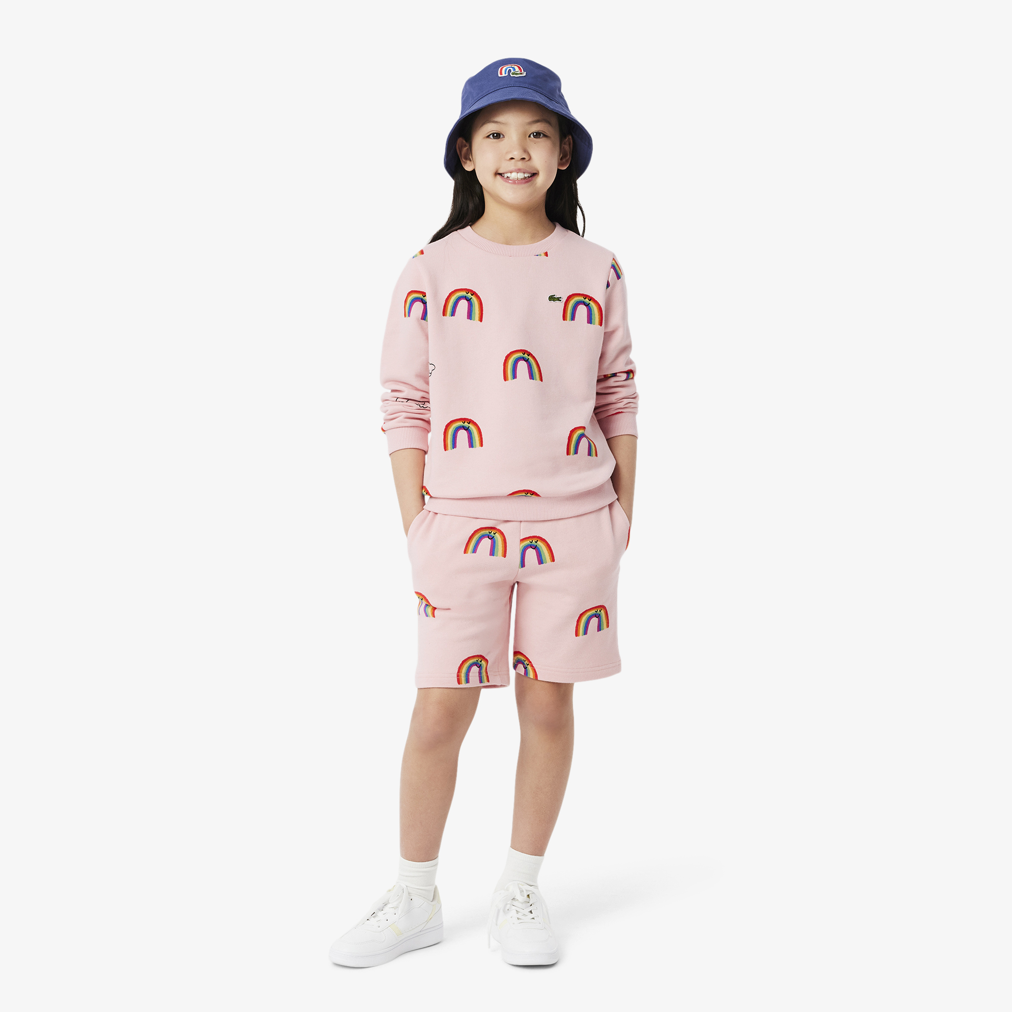 Lacoste Çocuk Bisiklet Yaka Desenli Pembe Sweatshirt