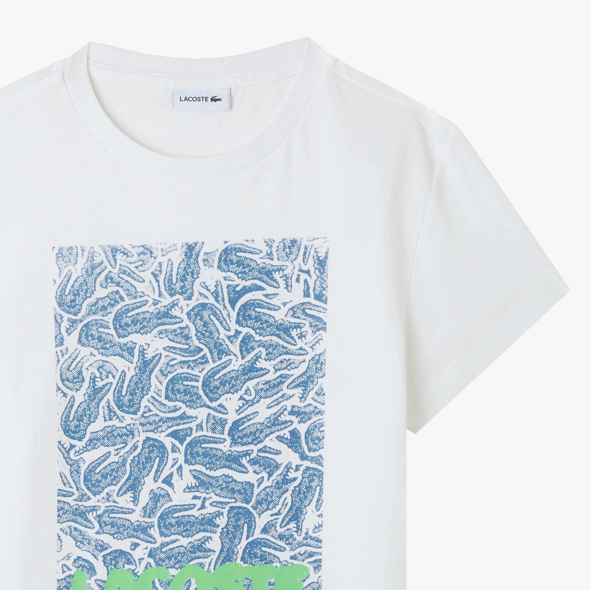 Lacoste Çocuk Bisiklet Yaka Baskılı Beyaz T-Shirt görsel 7